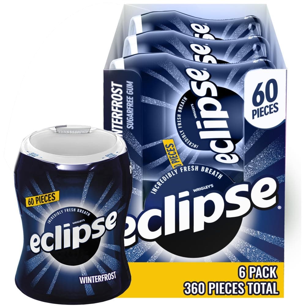 Eclipse Winterfrost Sugarfree Gum, 60 Count (Pack of 6)