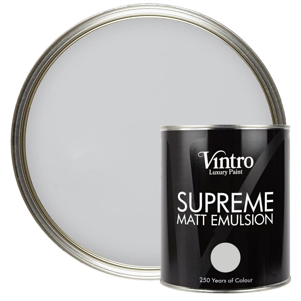 Vintro | Light Grey | Luxury Matt Emulsion | Smooth Chalky Finish | Multi Surface Paint | for Walls, Ceilings, Wood and Metal | 1L (Light Grey - Bidston Grey)