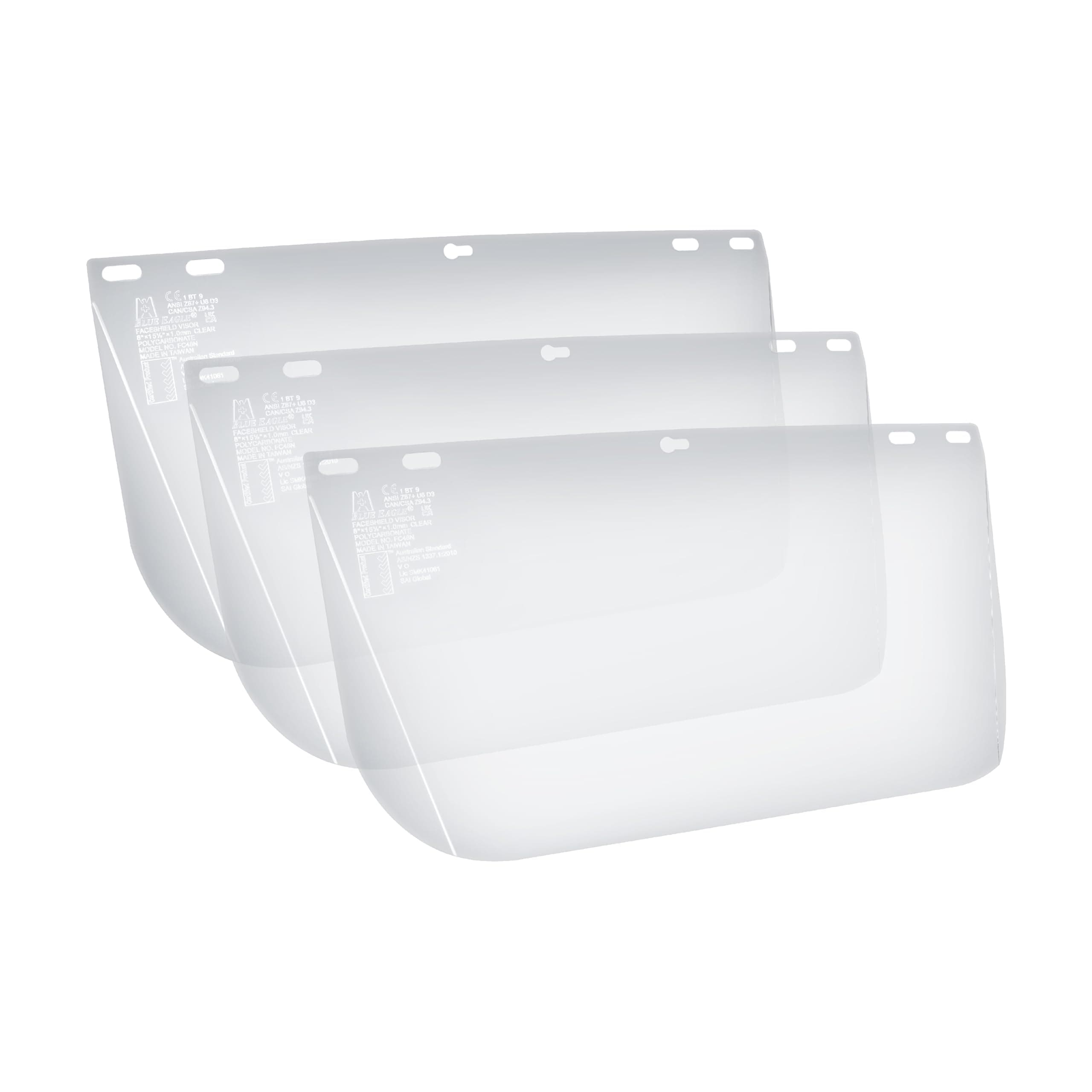 Blue Eagle Faceshield Replacement Visors (FC48N) | Clear | Edgeless | High Impact Extrusion-grade Polycarbonate | 3 PCS