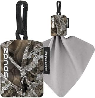 Classic Microfiber Lens Cleaner – Clip-On Pouch, Washable – for Binoculars, Scopes, Glasses, Screens | Vanish Tan, 6 x 6 Inch