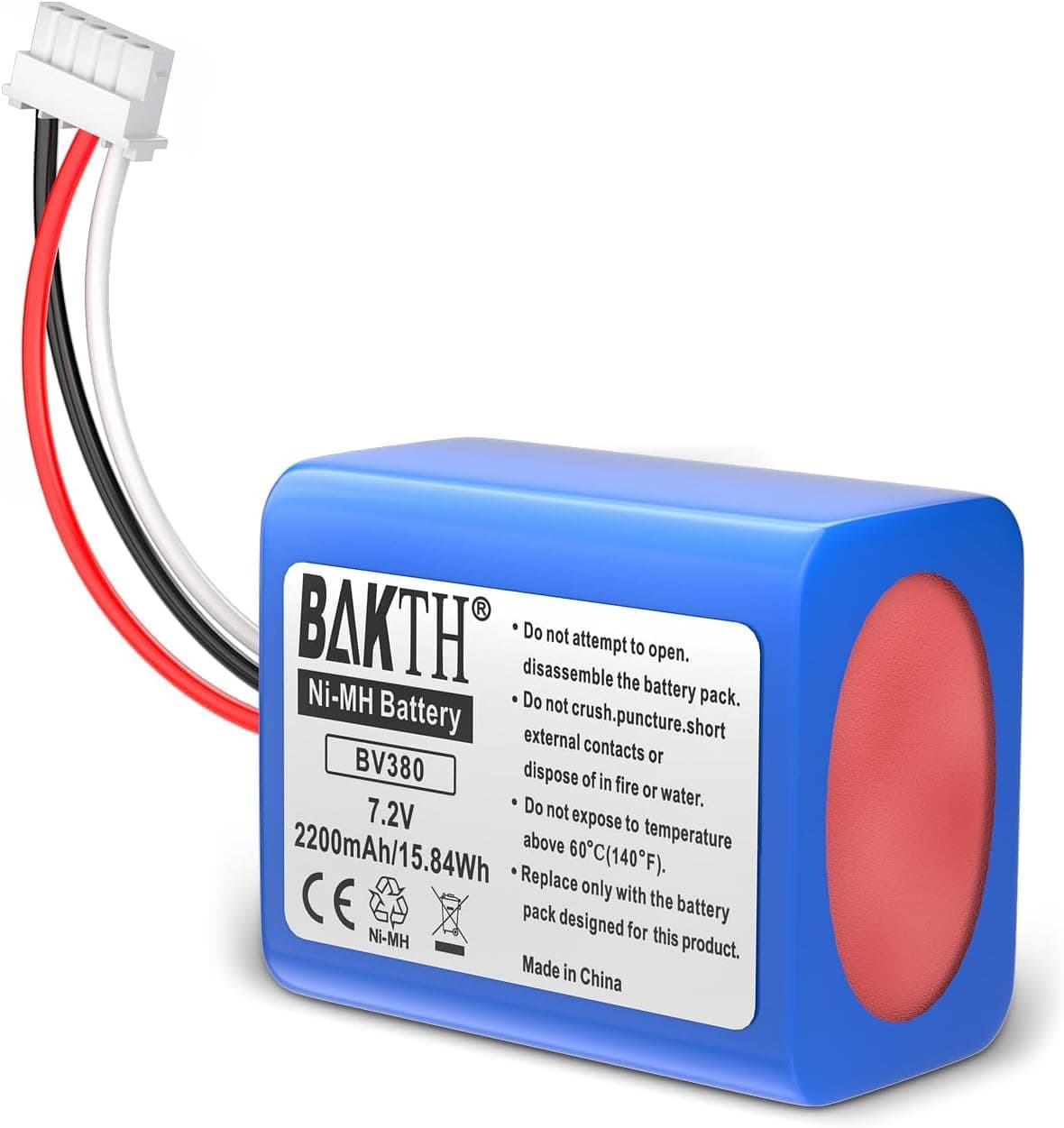 - BAKTH Real Capacity 2200mAh 7.2V NiMH Replacement Battery for iRobot Braava 380, 380T, 390T, Mint 5200, 5200B, 5200C Vacuum Cleaner