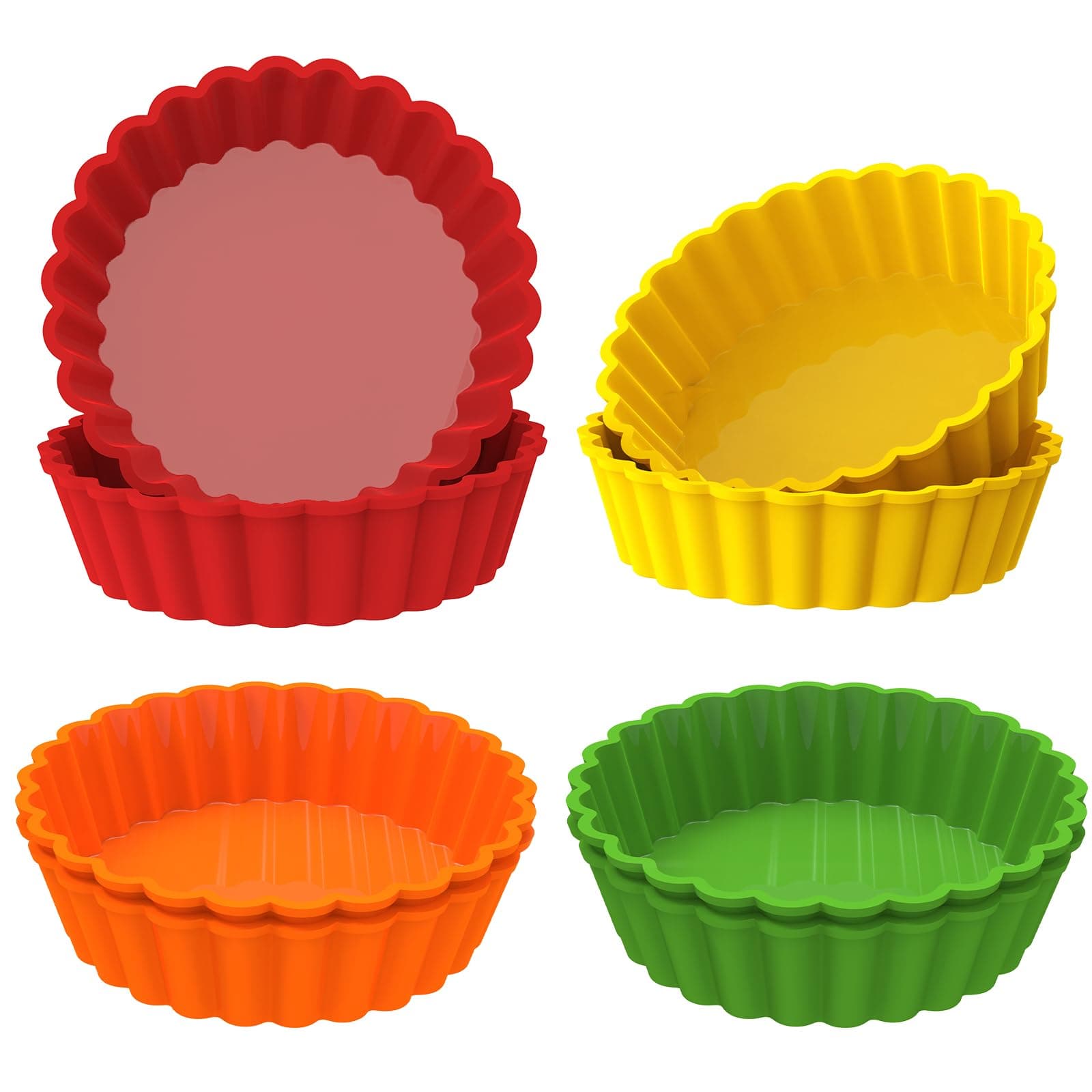 Webake Silicone Mini Tart Pan 4 Inch Non-stick Mini Quiche Molds Small Pie Ba...