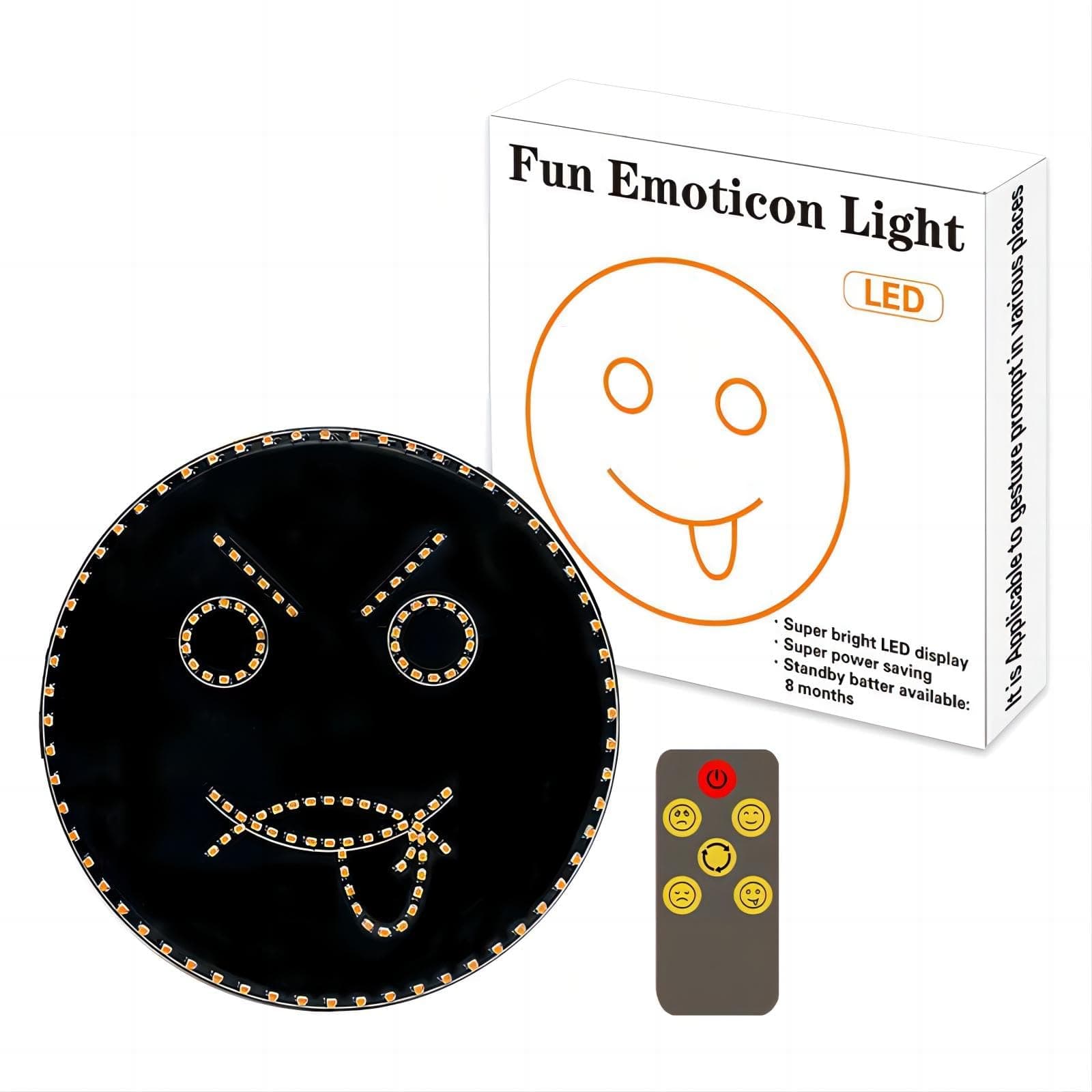 Fun Emoji LED Sign Light for Car Back Window - Remote Control Vehicle Accessory, DIY Gadget Gift