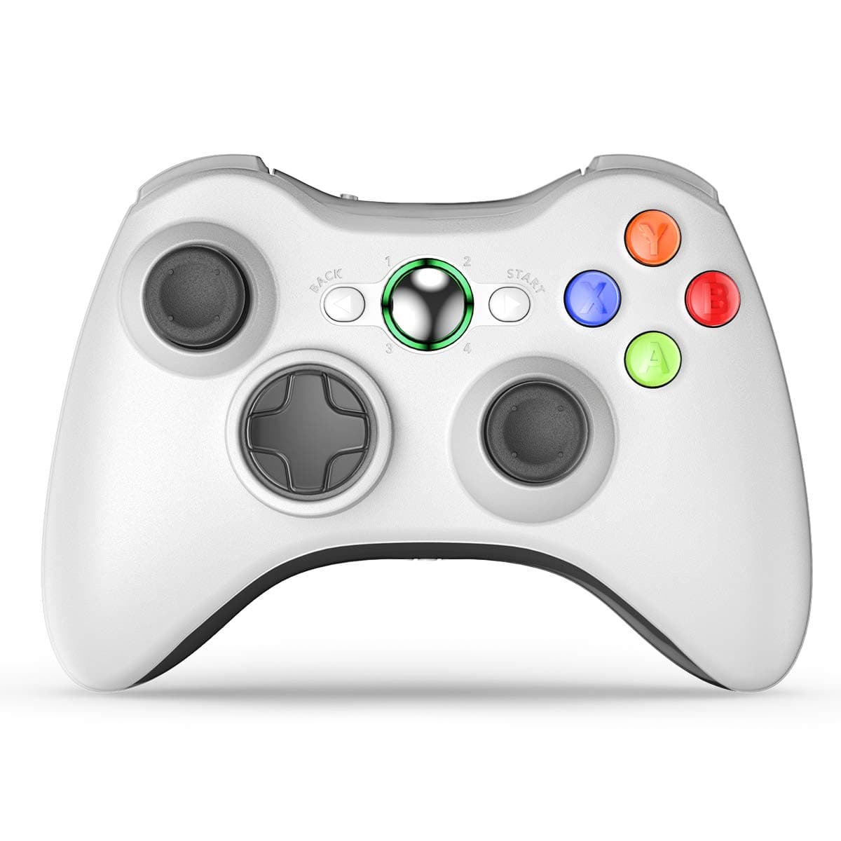 VOYEE Wireless Controllers with Receiver, Compatible with Microsoft Xbox 360/Slim/Windows 11/10/8/7, Upgraded Joystick with Dual Vibration White