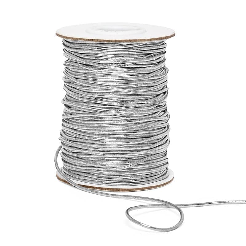 Paper Mart Silver Elastic Cord, 2mm X 50Yd