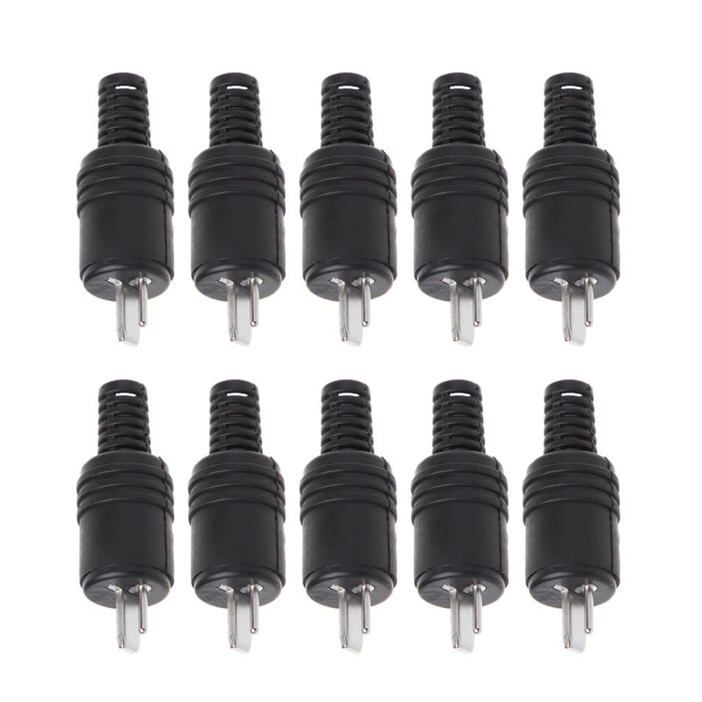 Hanzou 10 Pcs 2 Pin DIN Speaker Plug 2-Pin Plug Hifi Loudspeaker Cable Solder Connector