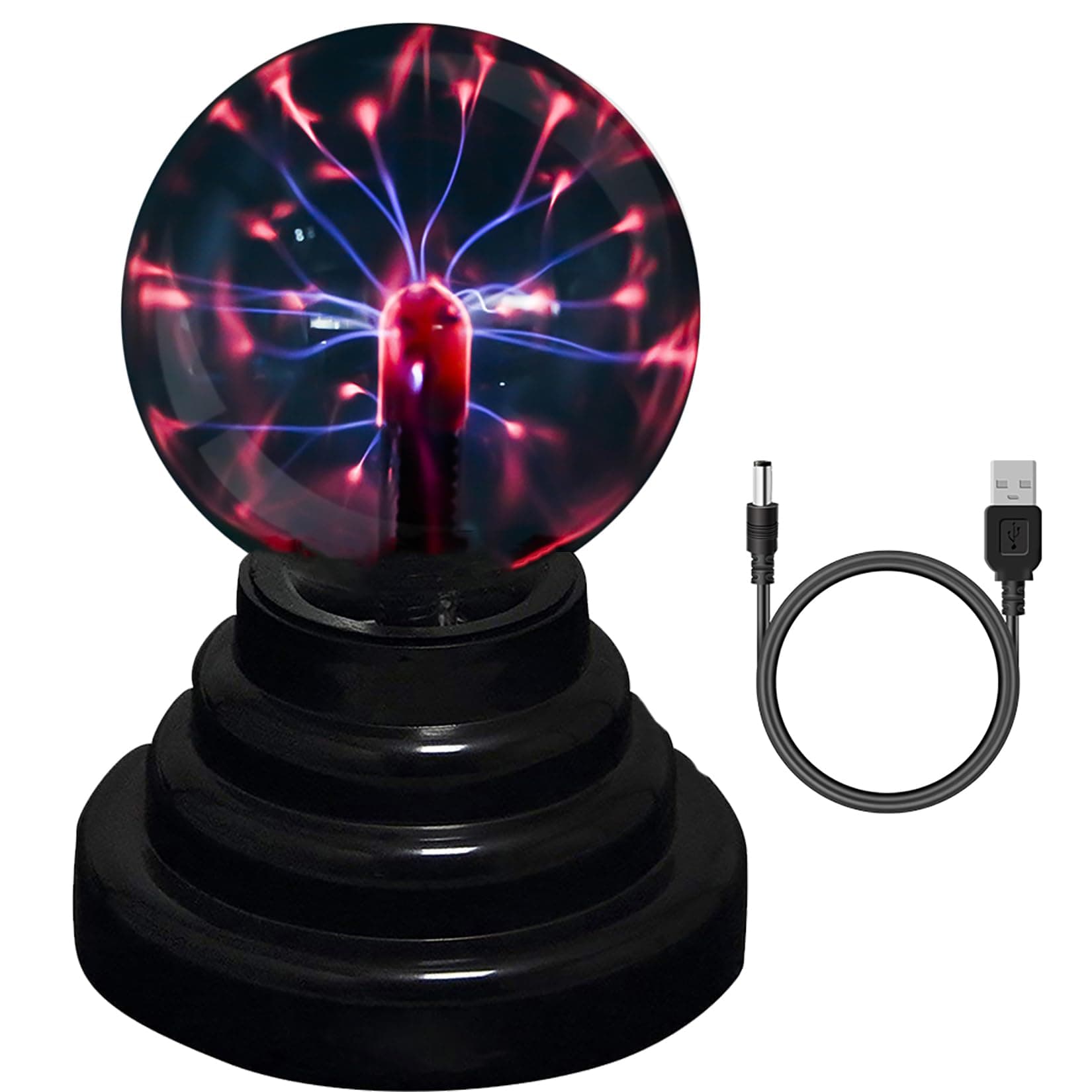 RioRandPlasma Ball,Touch Sensitive Plasma Lamp Light with USB OR Battery Powered Plasma Globe for Kids,Parties,Home,Decoration 3-Inches