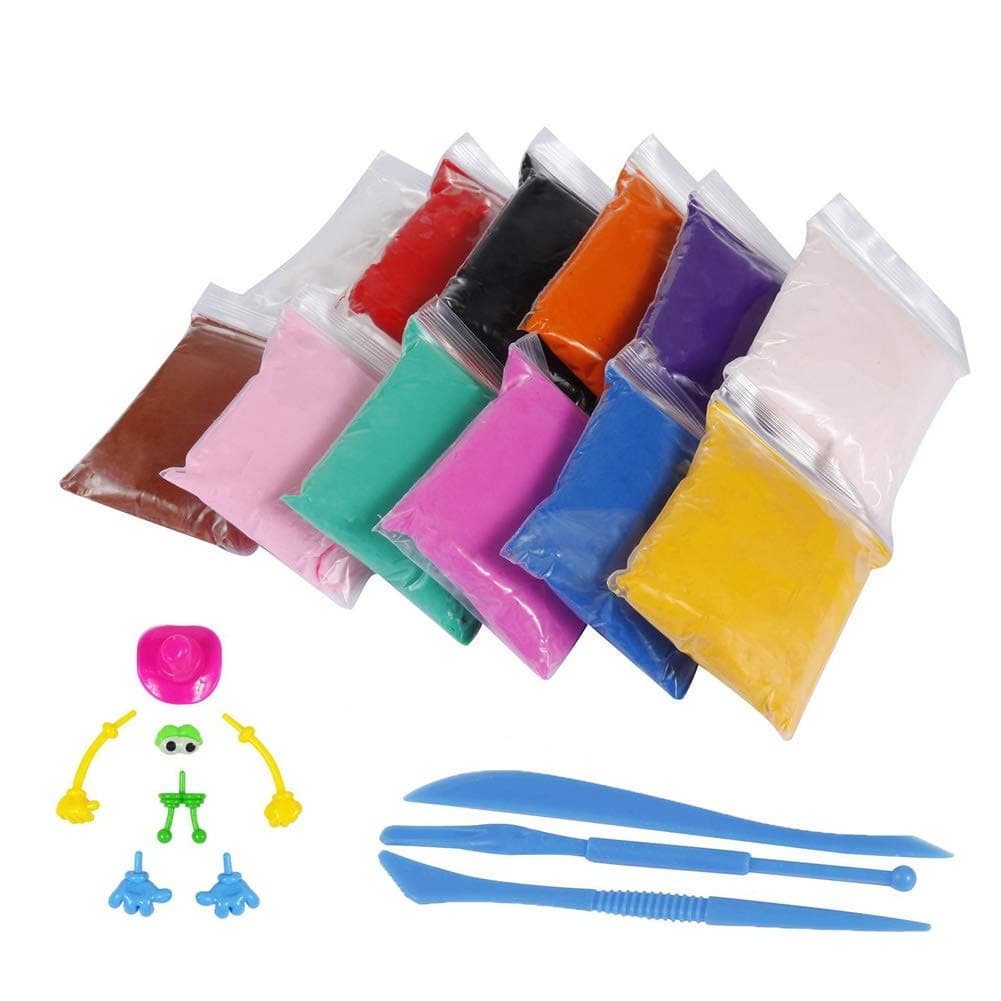AbbottoKay Modelling Clay 12 Colours Super Light Polymer Clay Air Dry Magic Clay Soft Safe and Fluffy Floam Slime