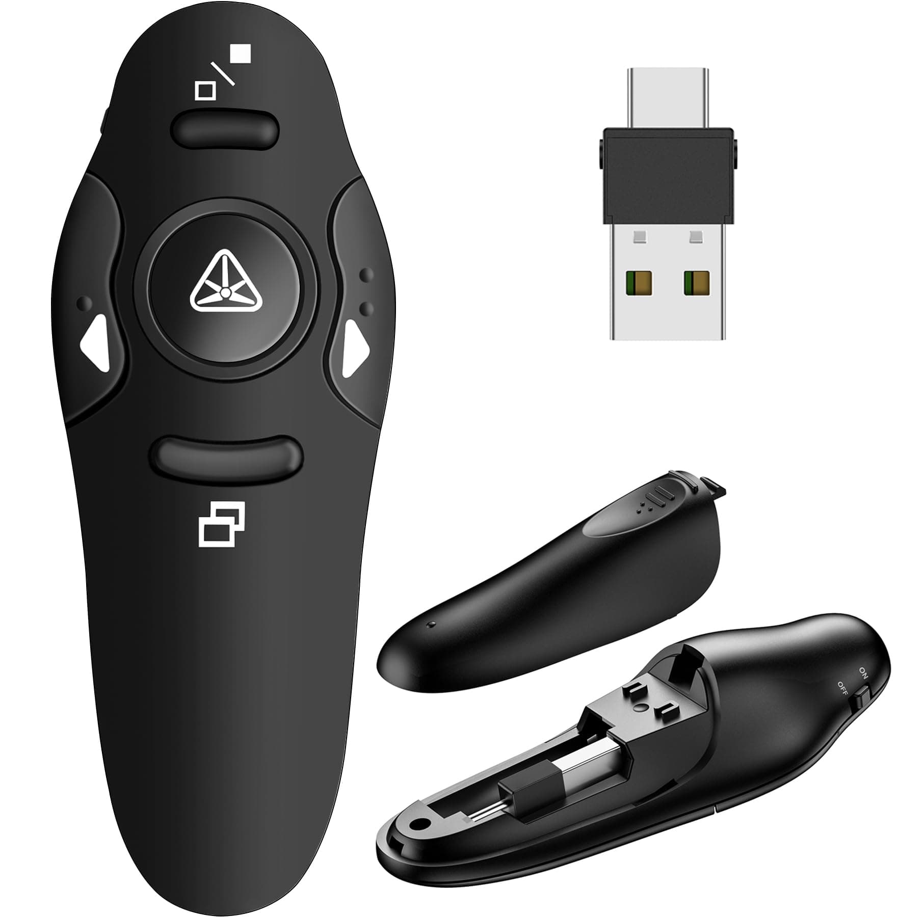 DinoFire Wireless Presenter, RF 2.4GHz Remote Presentation USB Control PowerPoint PPT Clicker Pointer