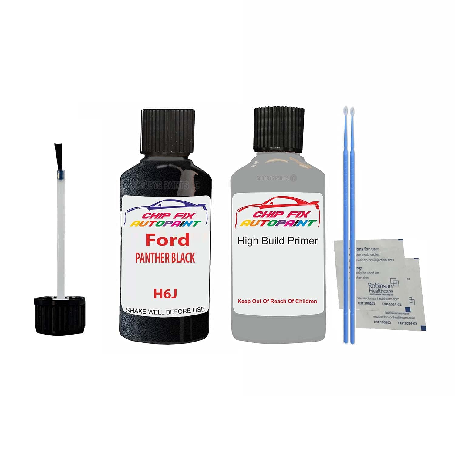 SCOOBYS PAINTS BACK IN THE MIX Compatible With Ford Panther Black Touch Up Paint Scratch Stone Chip Primer Undercoat Repair Kit