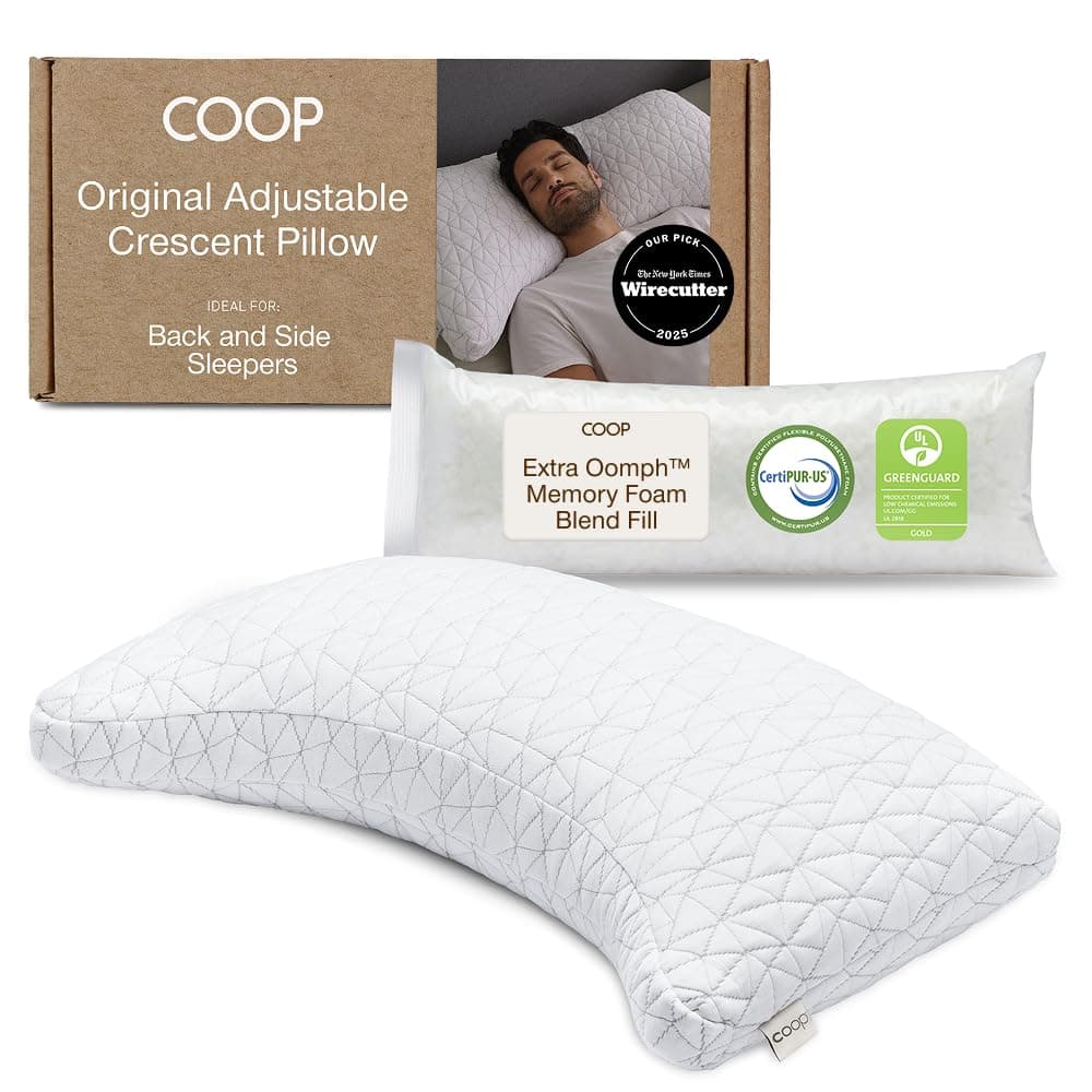 Original Crescent Adjustable Pillow, Queen Bed Pillows for Shoulder, Neck & Head Support, Crescent Foam Pillows - Medium Firm for Back & Side Sleeper, CertiPUR-US/GREENGUARD Gold