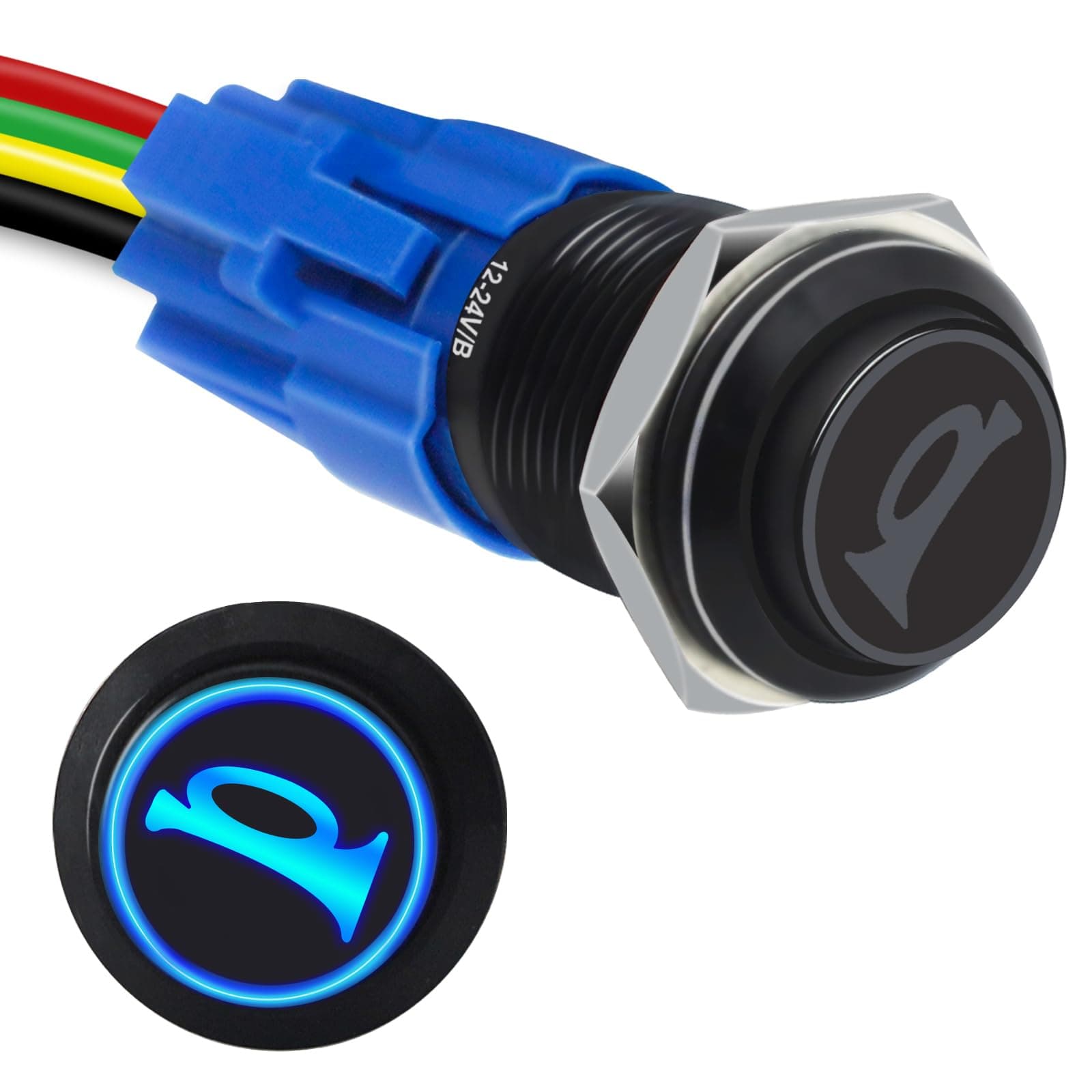 Horn Button, Momentary Push Button Switch, Horn Switch for Car Modification, Push Button Switch a Tail Plug Harness