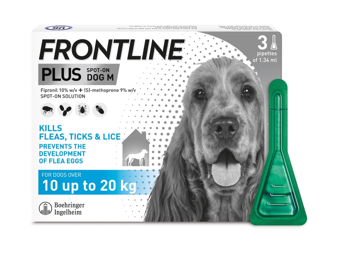FRONTLINE Plus Flea & Tick Treatment for Medium Dogs - 3 Pipettes