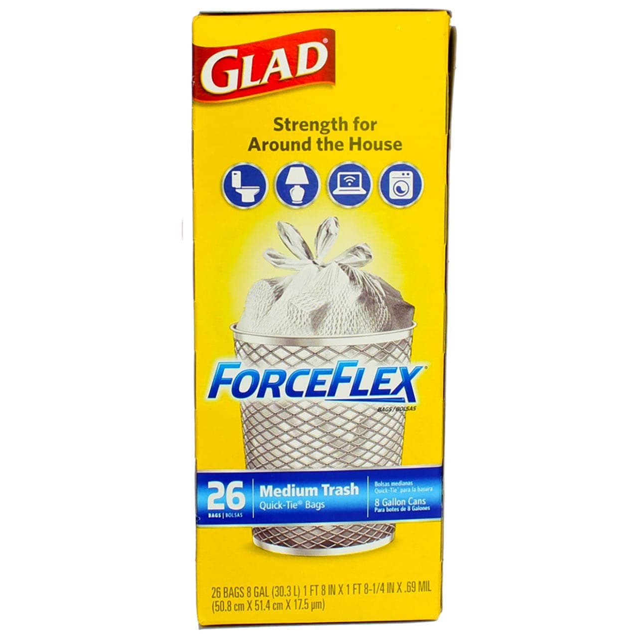 ForceFlex Quick-Tie Medium Trash Bags (Box of 26)