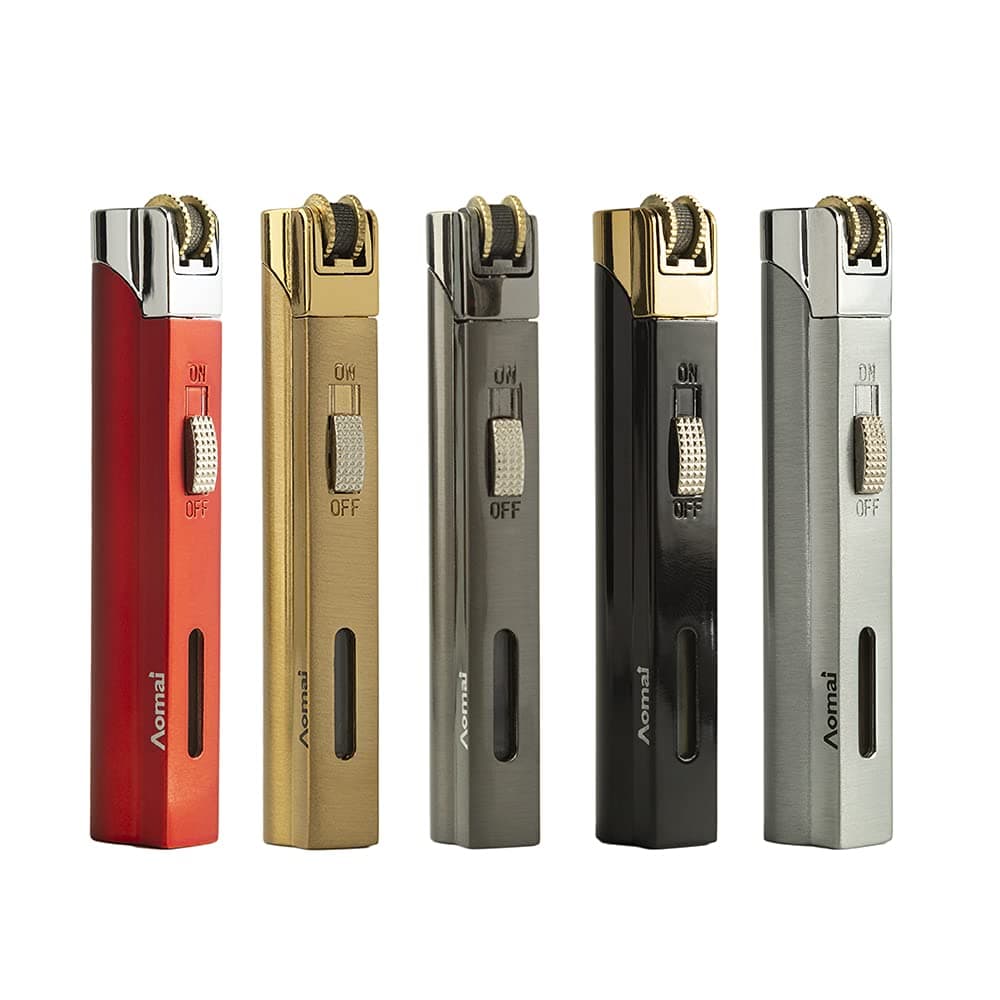 5 Pack Butane Torch Lighter Jet Flame Lockable Portable Adjustable Lighter with Fuel Visible Tank No Gas (5 Colors)