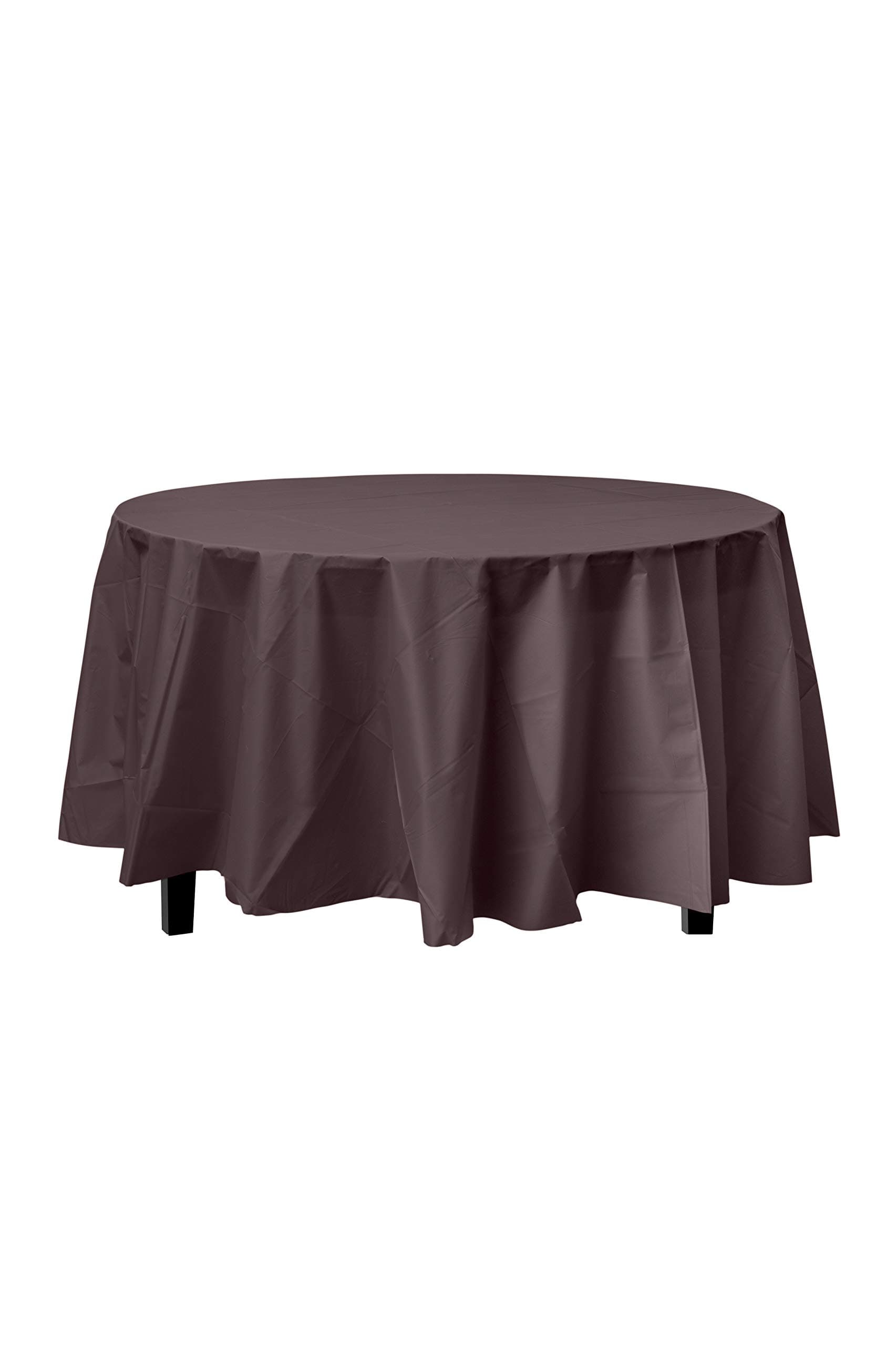 Exquisite 12-Pack Premium Plastic 84-Inch Round Tablecloth - Brown