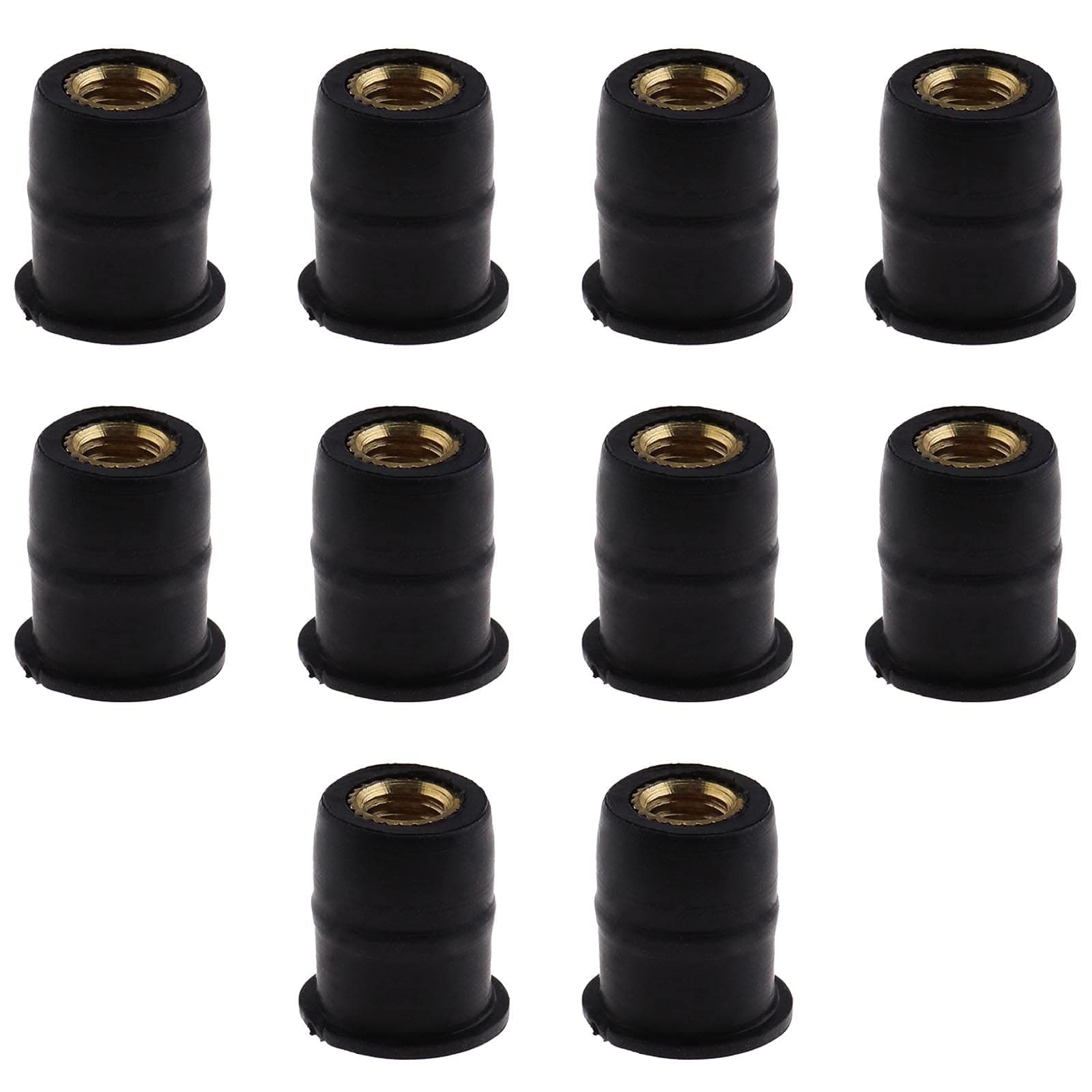 eMagTech 10x M5 Motorcycle Wind Screen Windshield Bolts Washers Wellnut Rubber Brass Compatible with Ducati Honda Kawasaki Yamaha Polaris ATV Black