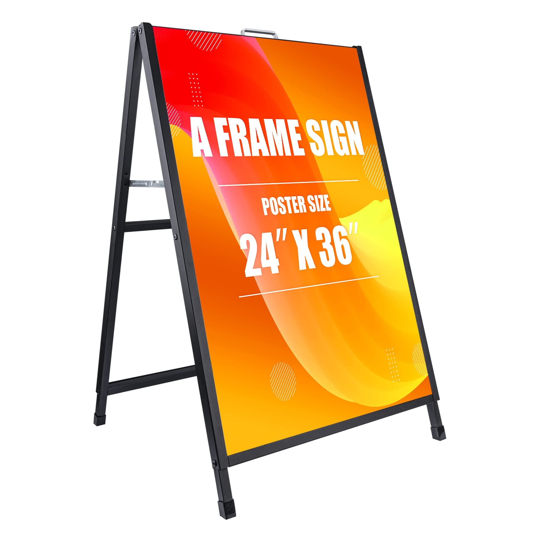 24 x 36 Inch A Frame Sign Portable Double-Sided Folding Sandwich Board with Carry Handle Heavy Duty Slide-in Sidewalk Signboard for Outdoor Street Advertising Poster