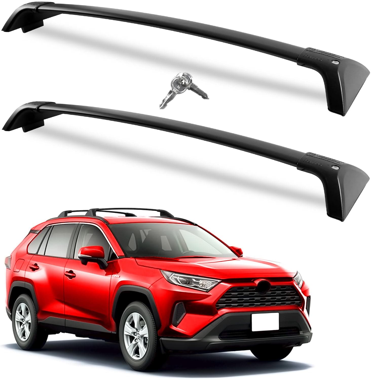Max Loading 260lb Lockable Roof Rack Cross Bars Fit for 2019 2020 2021 2022 2023 Toyota RAV4 LE XLE XSE Limited Hybrid Anti-Theft Metal Aluminum Crossbars Rooftop Cargo Bag Luggage Carrier