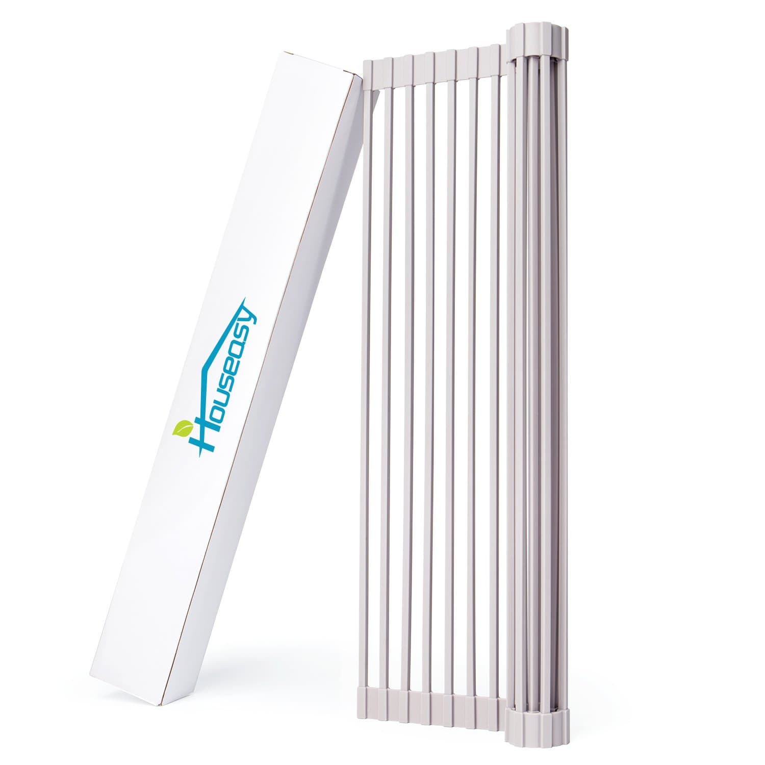 Houseasy Sink Multipurpose Roll-up Dish Drying Rack, Cooling Rack for Baked Goods, Grey