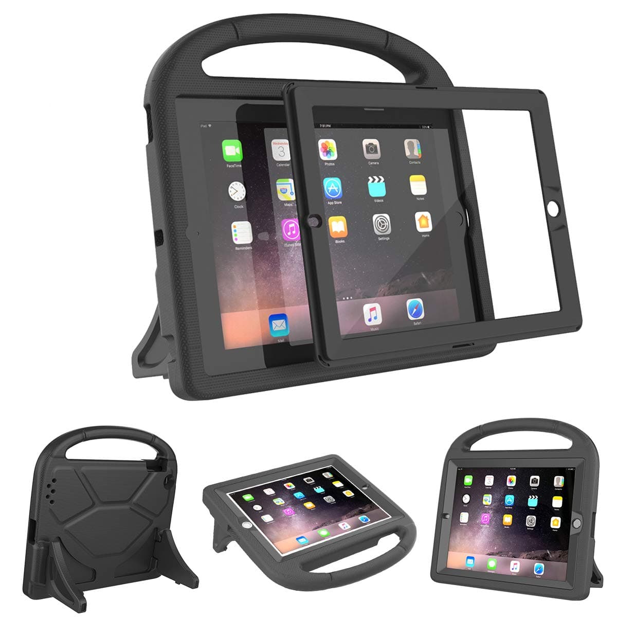AVAWOKids Case Built-in Screen Protector for iPad 2 3 4 ï¼ˆOld Modelï¼‰- Shockproof Handle Stand Kids Friendly Compatible with iPad 2nd 3rd 4th Generation (Black)