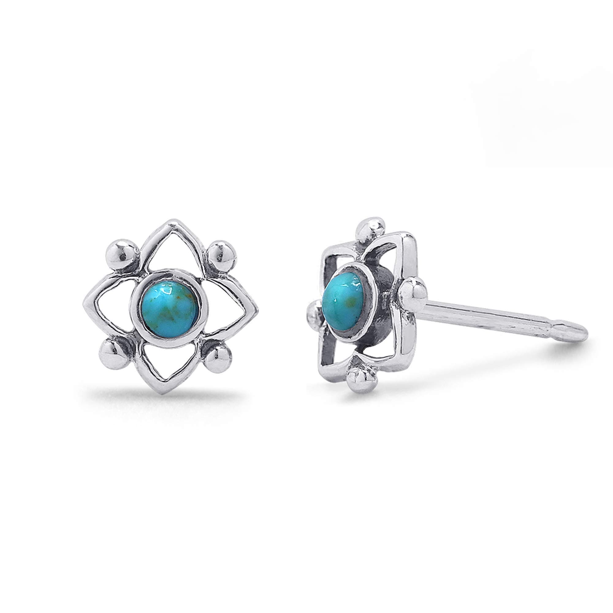 Jewelry Sterling Silver Flower Shaped Dot Stud Earring