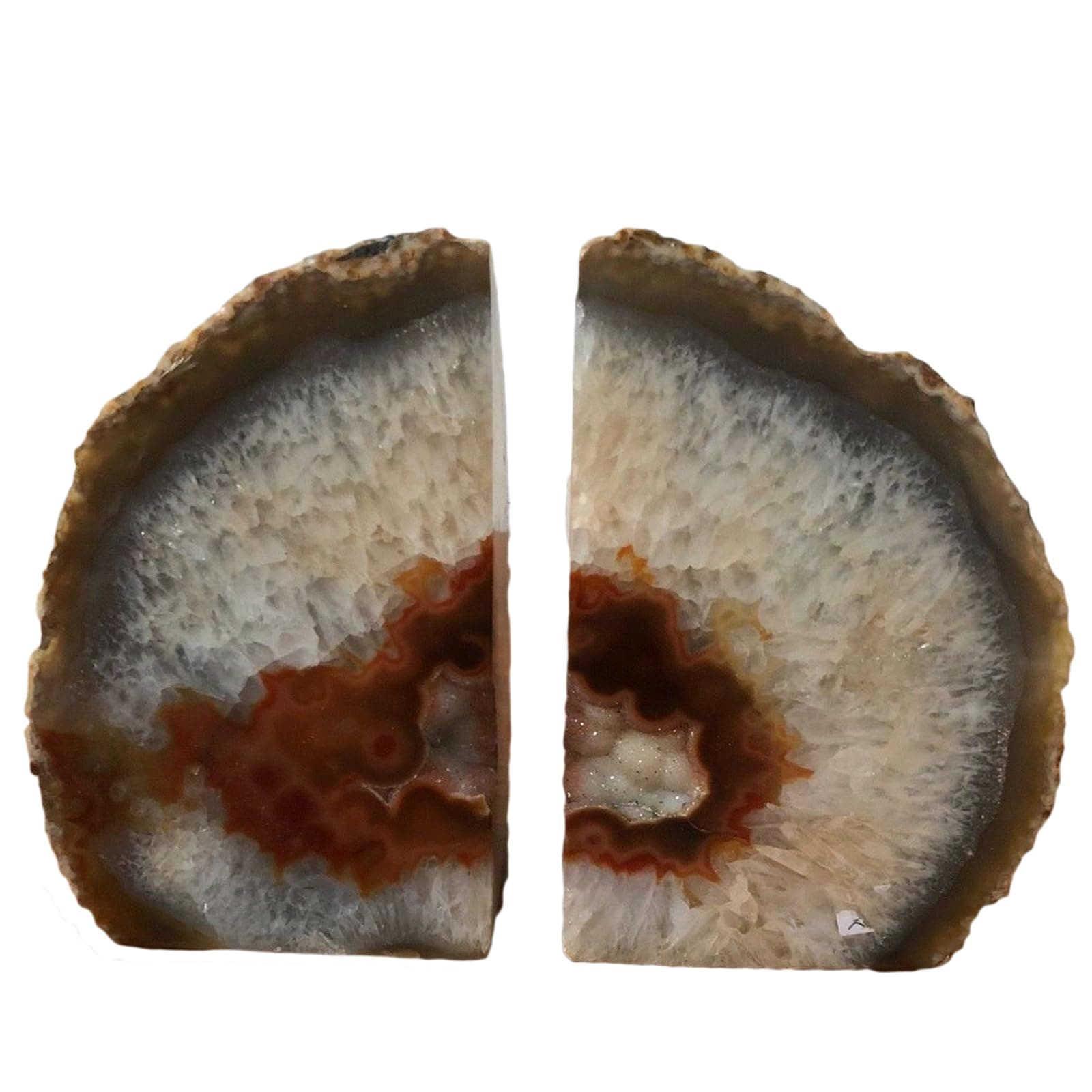 JIC Gem Natural Geode Bookends Decorative Agate Book Ends Stone Book Ends Holders for Shelves with Rubber Bumpers (1 Pair, 3-4 LBS)