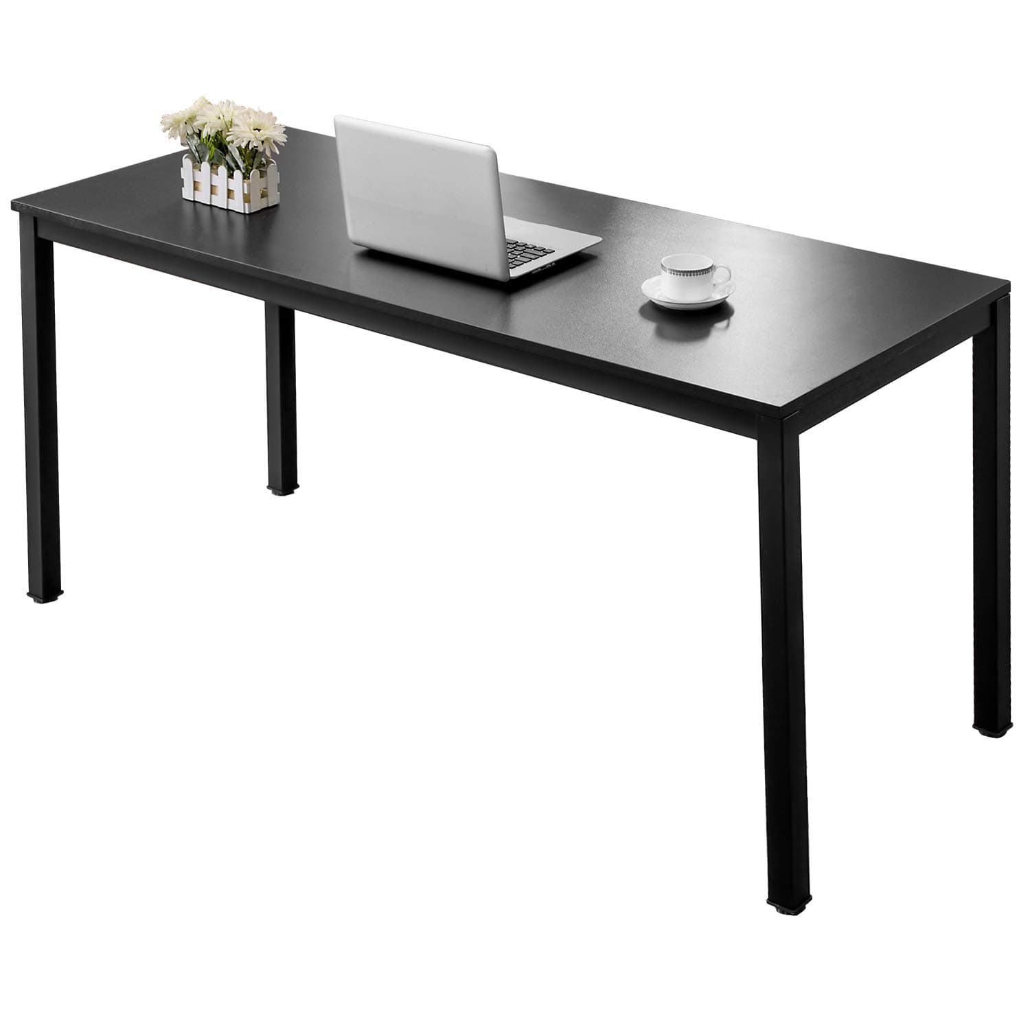 AUXLEY Computer Desk Modern Simple Office Writing Desk for Home Office, Double Deck Wood and Metal Office Table (60'', Black)