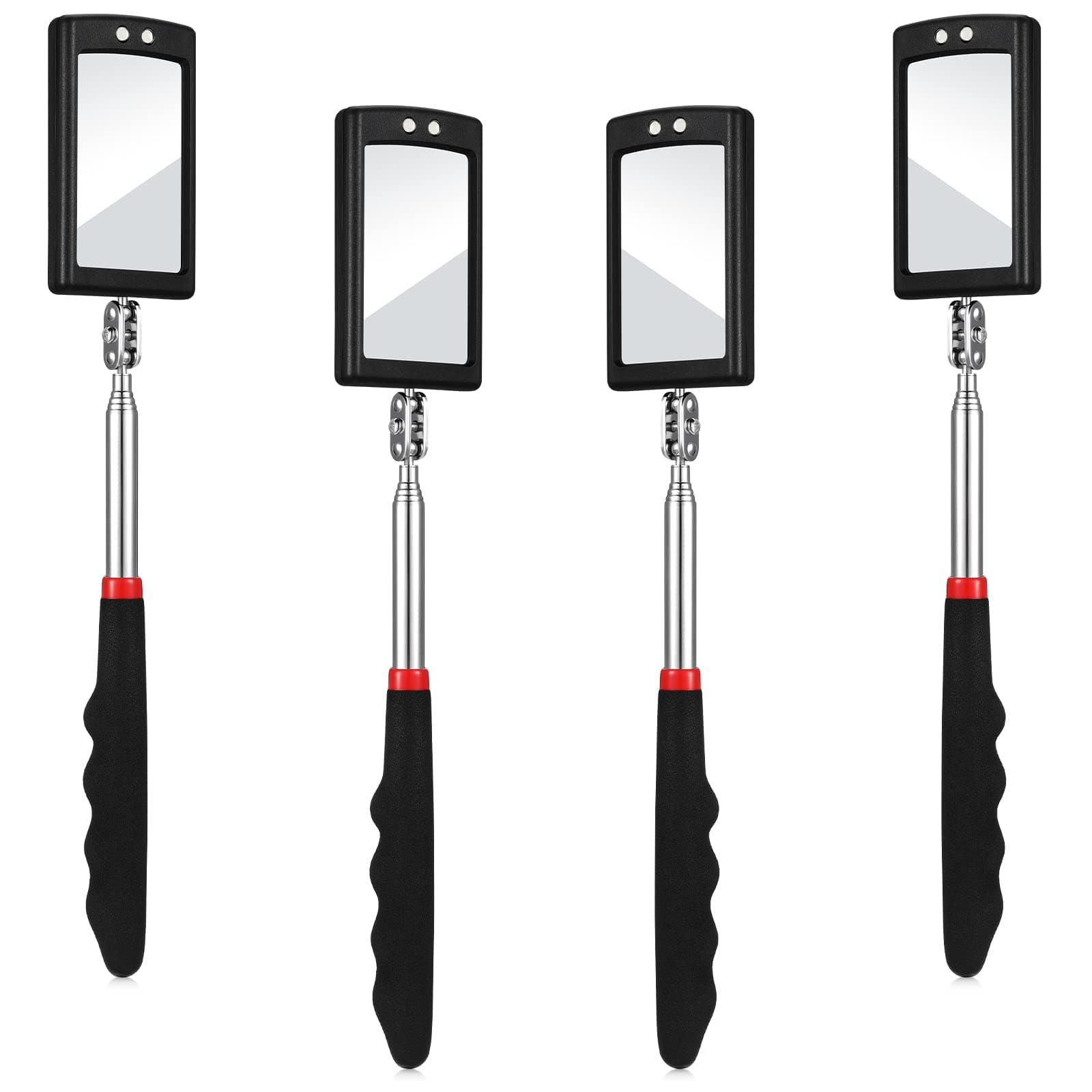 BBTO 4 Pieces Telescoping Inspection Mirror Telescoping LED Lighted Flexible Inspection Mirror Tool for Checking Observing Vehicle Small Parts (Modern Style)