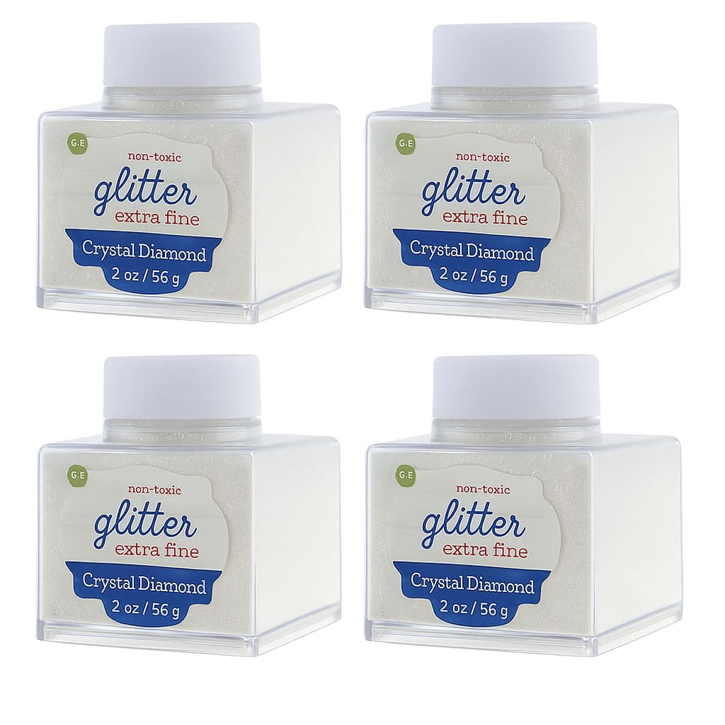 Sulyn Extra Fine Crystal Diamond Glitter Stacker Jar, 2 Ounces, Non-Toxic, Stackable and Reusable Jar, Multiple Slot Openings for Easy Dispensing and Mess Reduction, SUL50860,1 Pack , White
