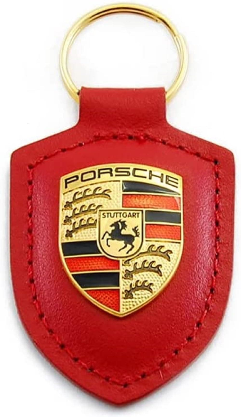 GENUINE Porsche Crest Keyring Red