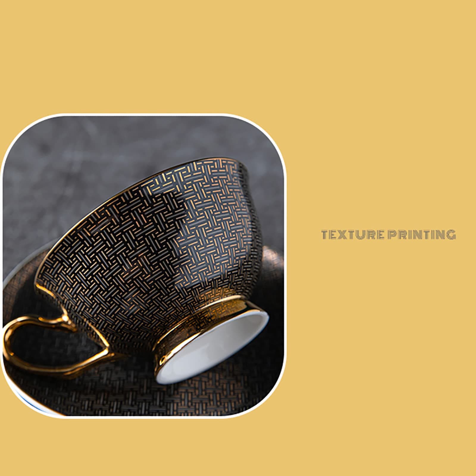 Coffee Cups, Cup, 12 People -220ml, Ceramic Tea Cup with Handle, Afternoon Tea Coffee，Stoneware Cups,– Birthday Gift，for Work, Leisure（36 Pieces Plates Cup Spoons） QT67