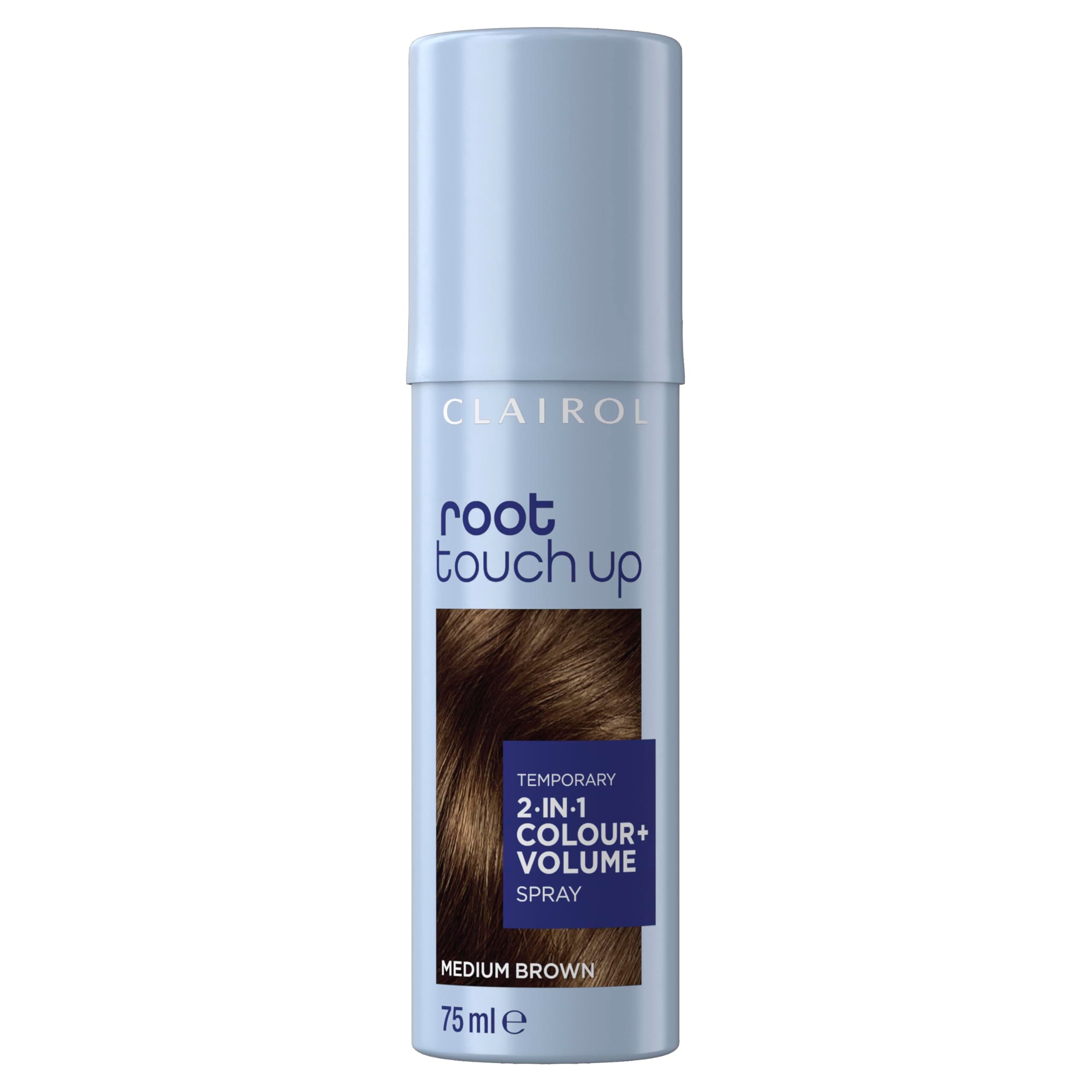 Root Touch Up Spray, Temporary Grey Coverage & Volume 2-in-1 Spray, Medium Brown, 75ML