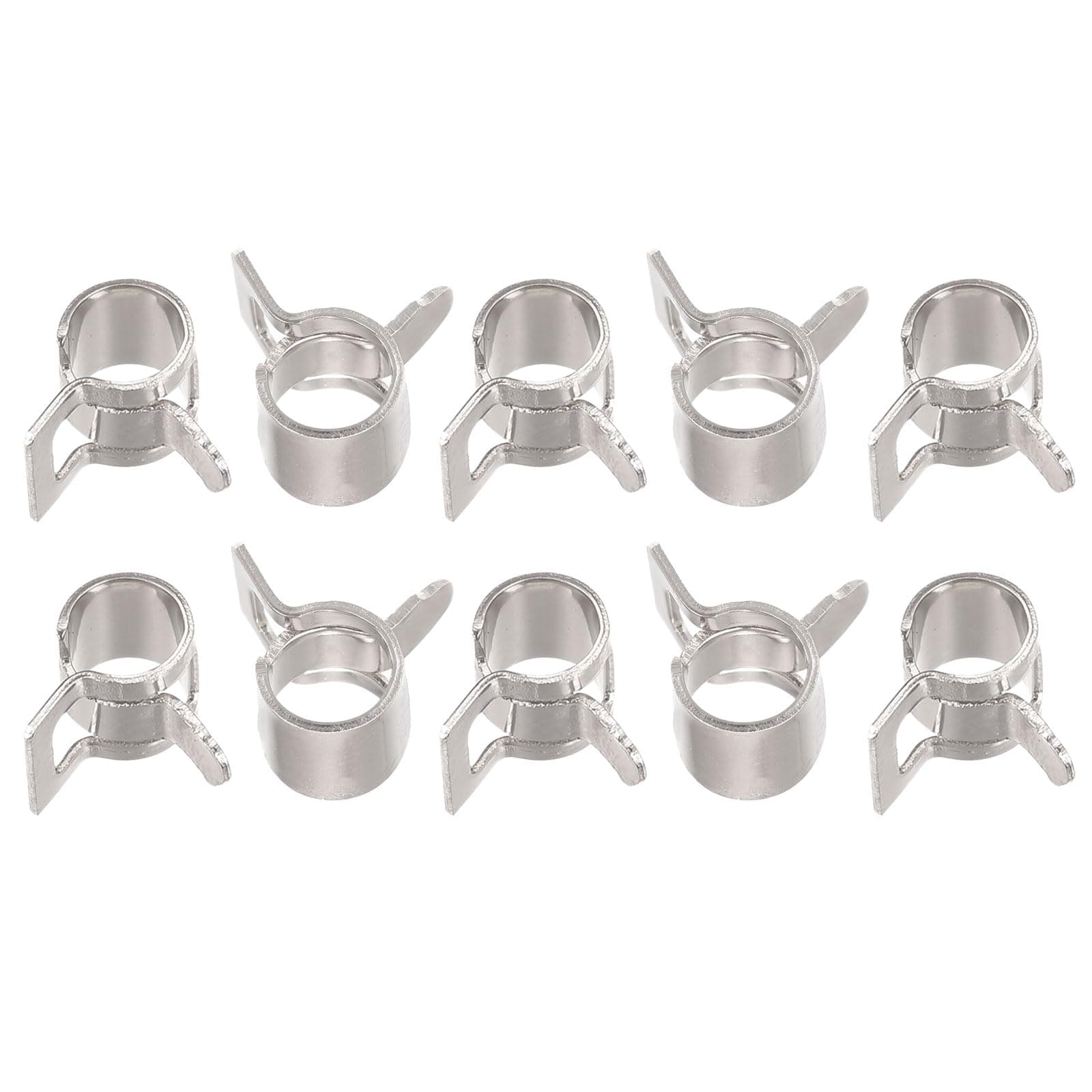 sourcing map 10pcs 5mm Spring Band Type Action Fuel/Silicone Vacuum Hose Pipe Clamp Low Pressure Air Clip Clamp, Nickel Plated