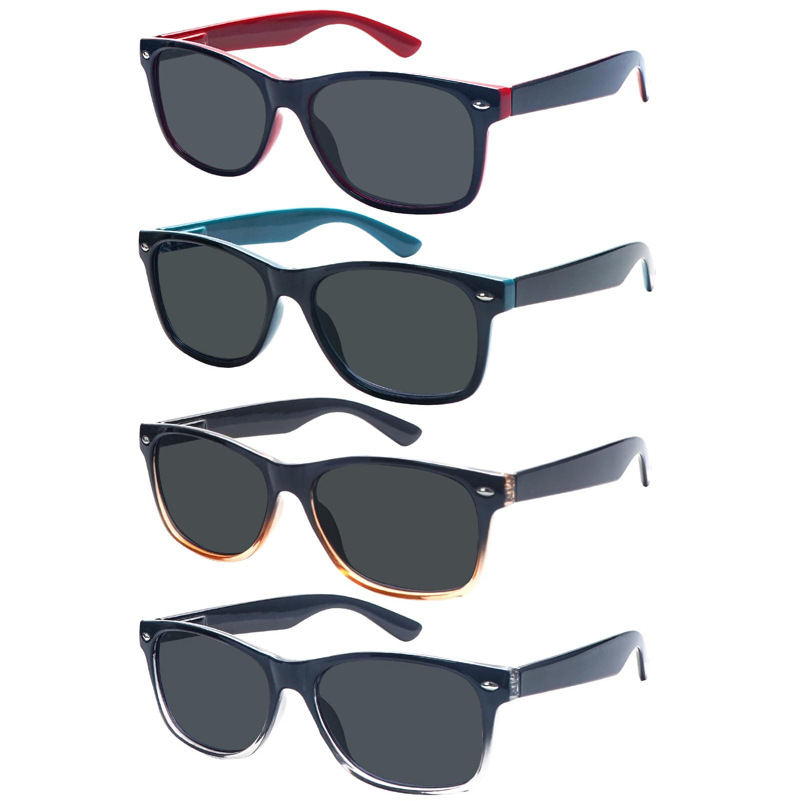 ZONLON4 Pack Classic Reading Sunglasses for Women Men Spring Hinge, Outdoor Sun Readers Glasses with UV400 Protection