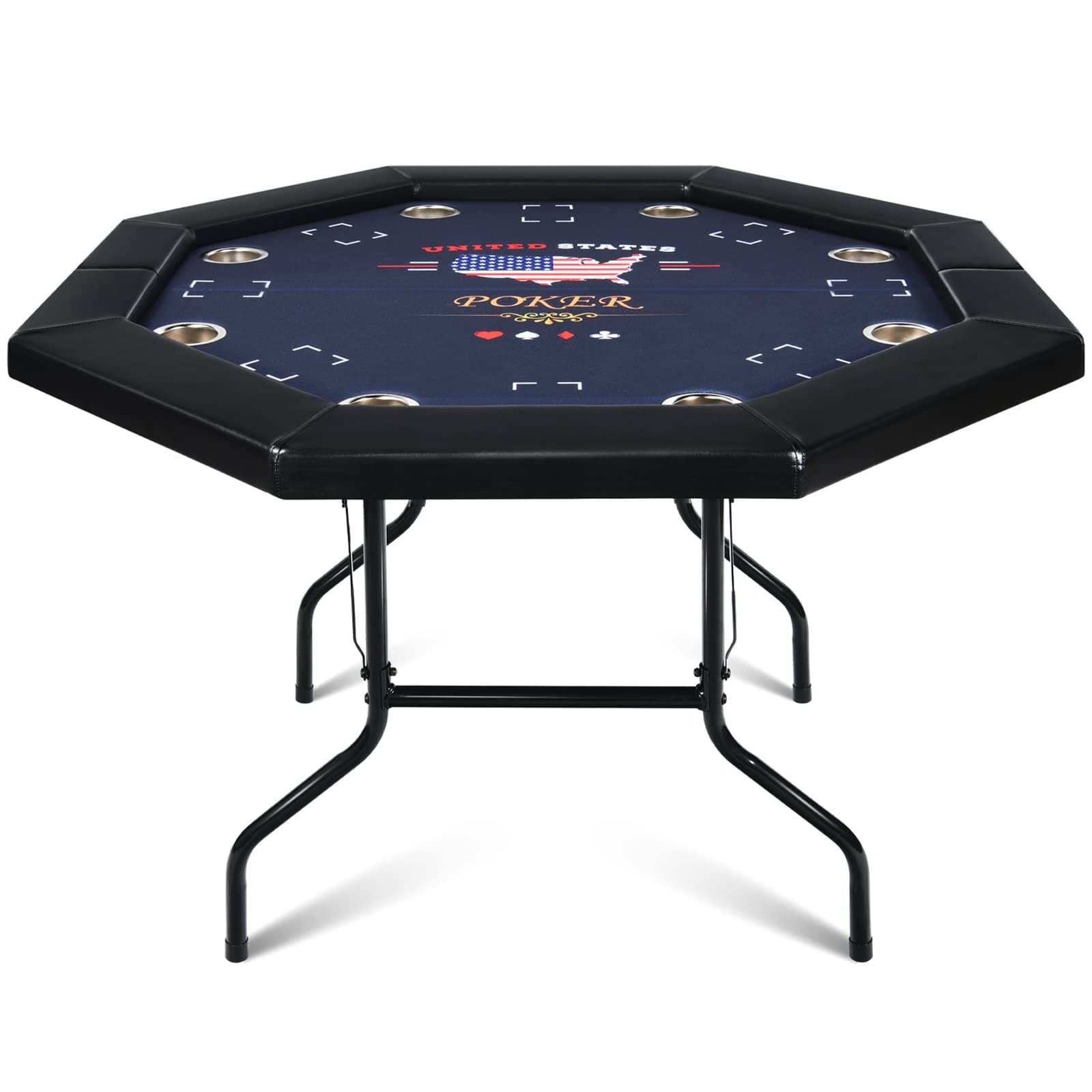 48" Octagon Poker Table Foldable, 8 Player Portable Texas Holdem Table