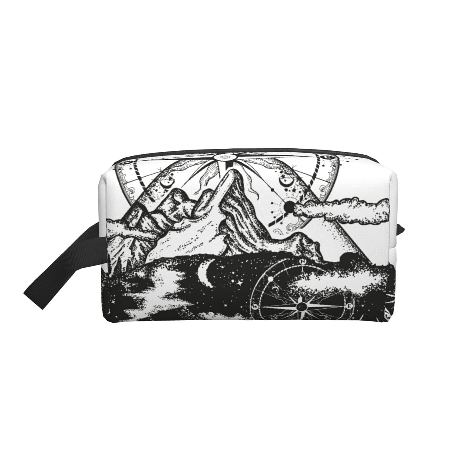 mengmeng Makeup Bag Cosmetic Case Bear Double Exposure Mountains Compass Travel Beauty Box Make Up Case Organiser