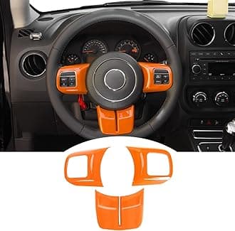 Interior Steering Wheel Decoration Trim Kits For Jeep Wrangler 2011-2017 JK & Unlimited/Patriot Compass 2011-2016 & Grand Cherokee 2011-2013, Orange