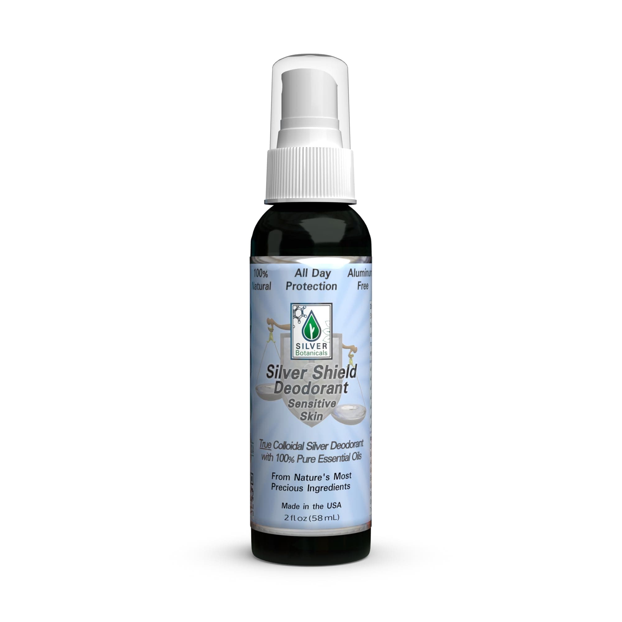 Silver Shield Deodorant - Sensitive Skin Formula - Spray-on, All Natural Colloidal Silver Deodorant,2 oz.