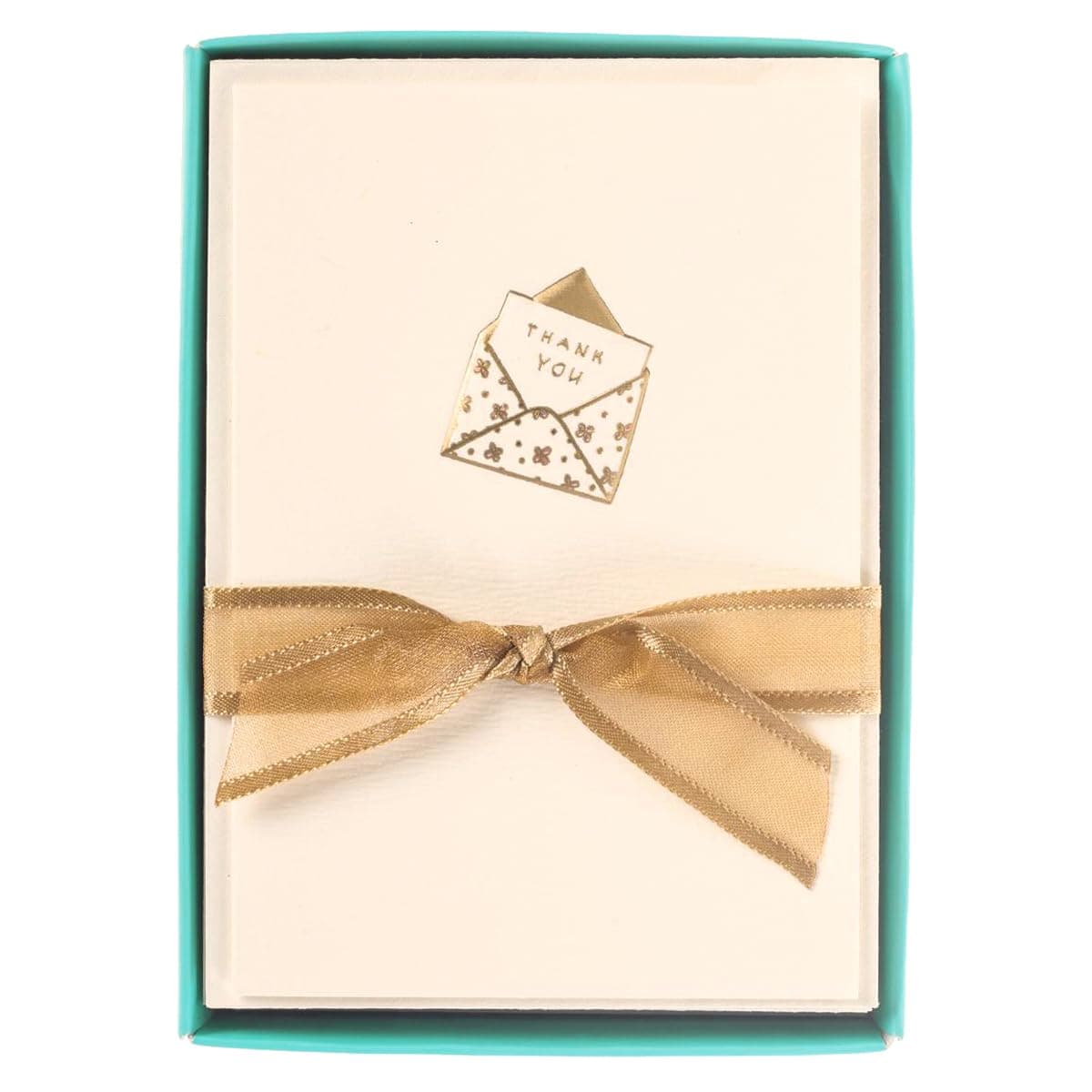 - Graphique Just a Note La Petite Presse Boxed Notecards, 10 Embellished Gold Foil Blank"Thank You" Cards with Matching Envelopes and Storage Box, 3.25" x 4.75"