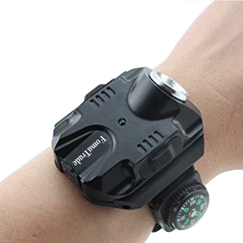 Super Bright Wrist LED Light R2 Rechargeable Waterproof LED Flashlight Wristlight (Black)