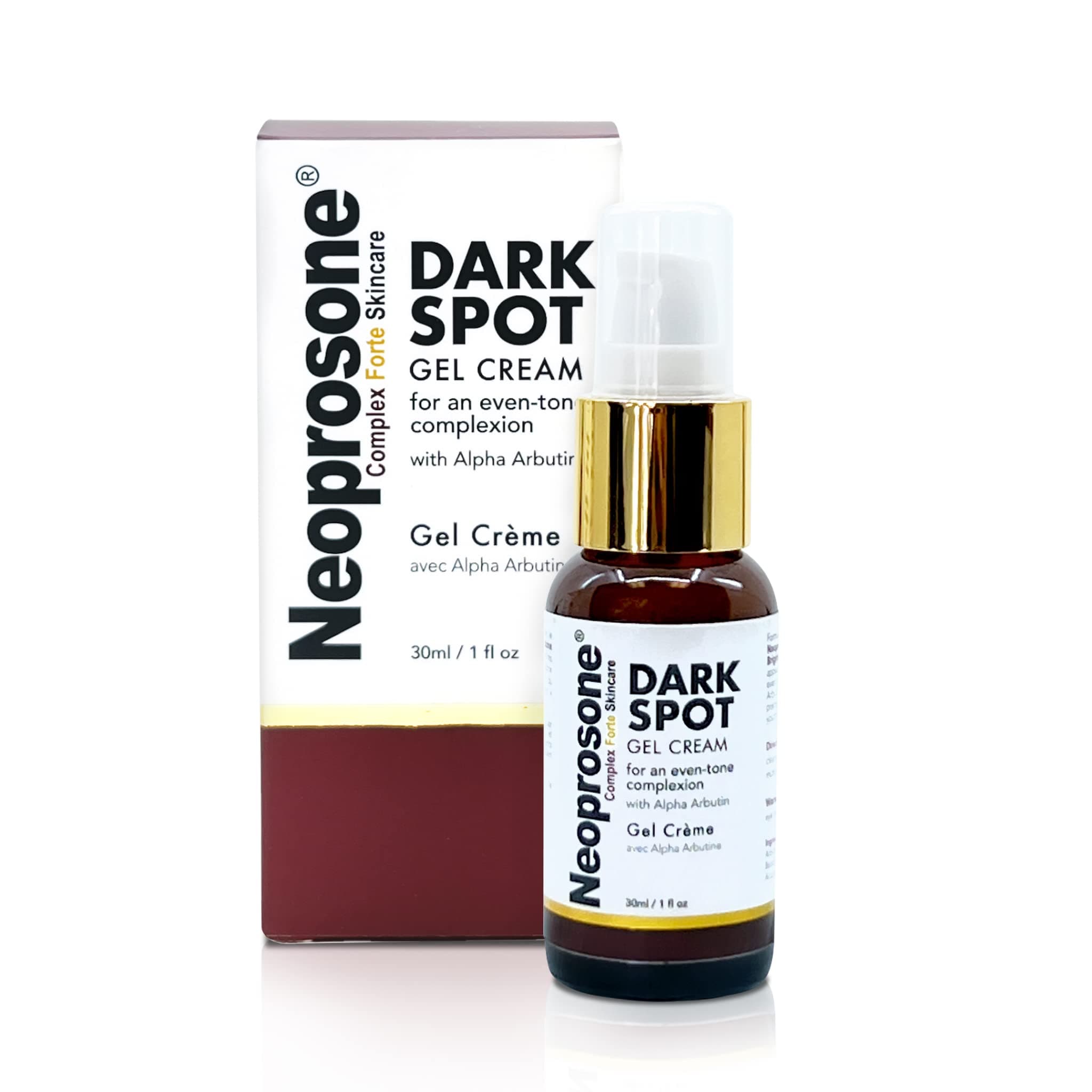 Neoprosone, Dark Spot Remover for Face - 1 Fl oz / 30 ml - Brightening Cream, Reduce Blemishes, Sun Spots, Brown Spots on: Face, Knees, Elbows, Hands, Private Areas