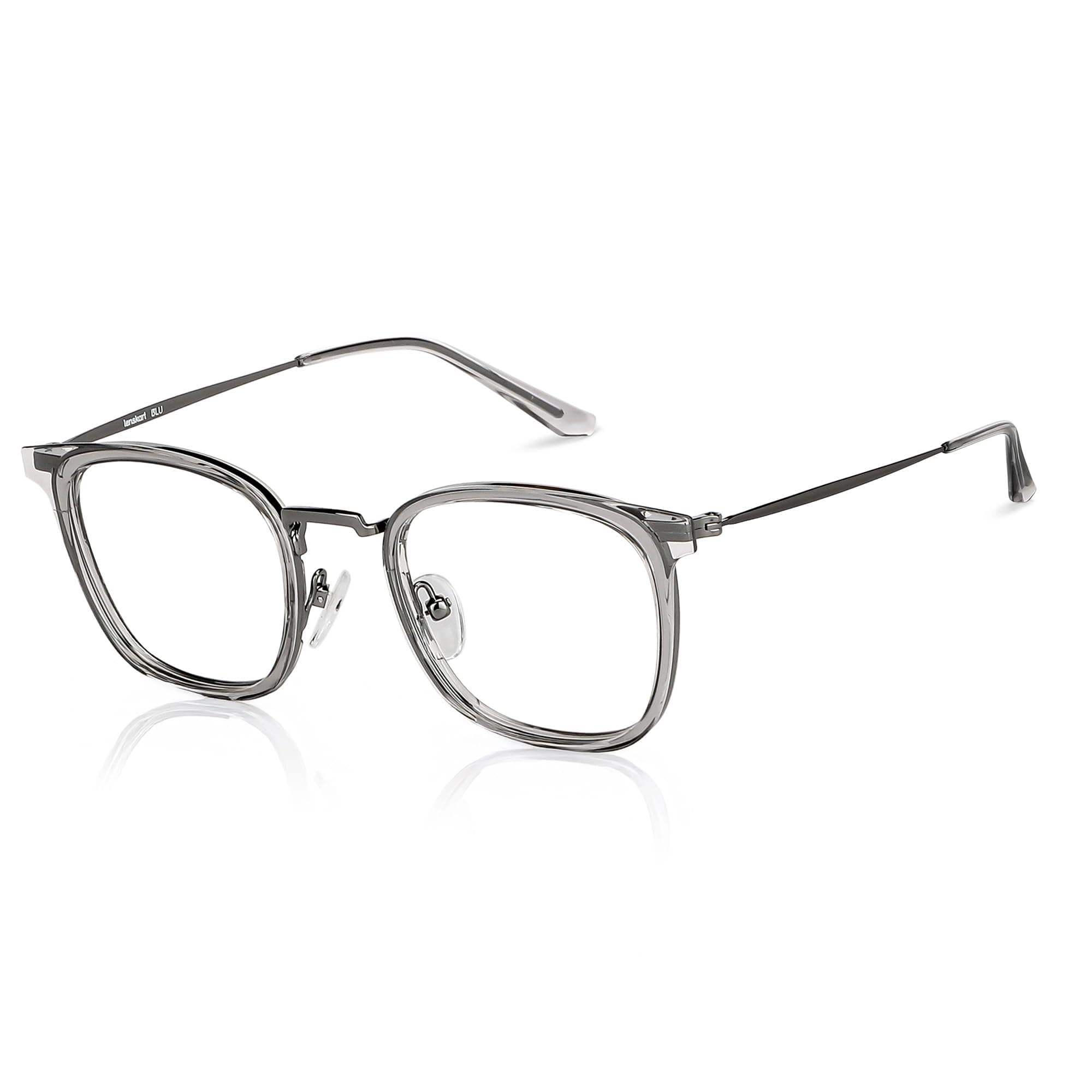 Zero Power Blue Cut Computer Glasses | Anti Glare, Lightweight & Blocks Harmful Rays | Full Rim Square | 100% UV Protected | For Men and Women | Medium | LB E13529