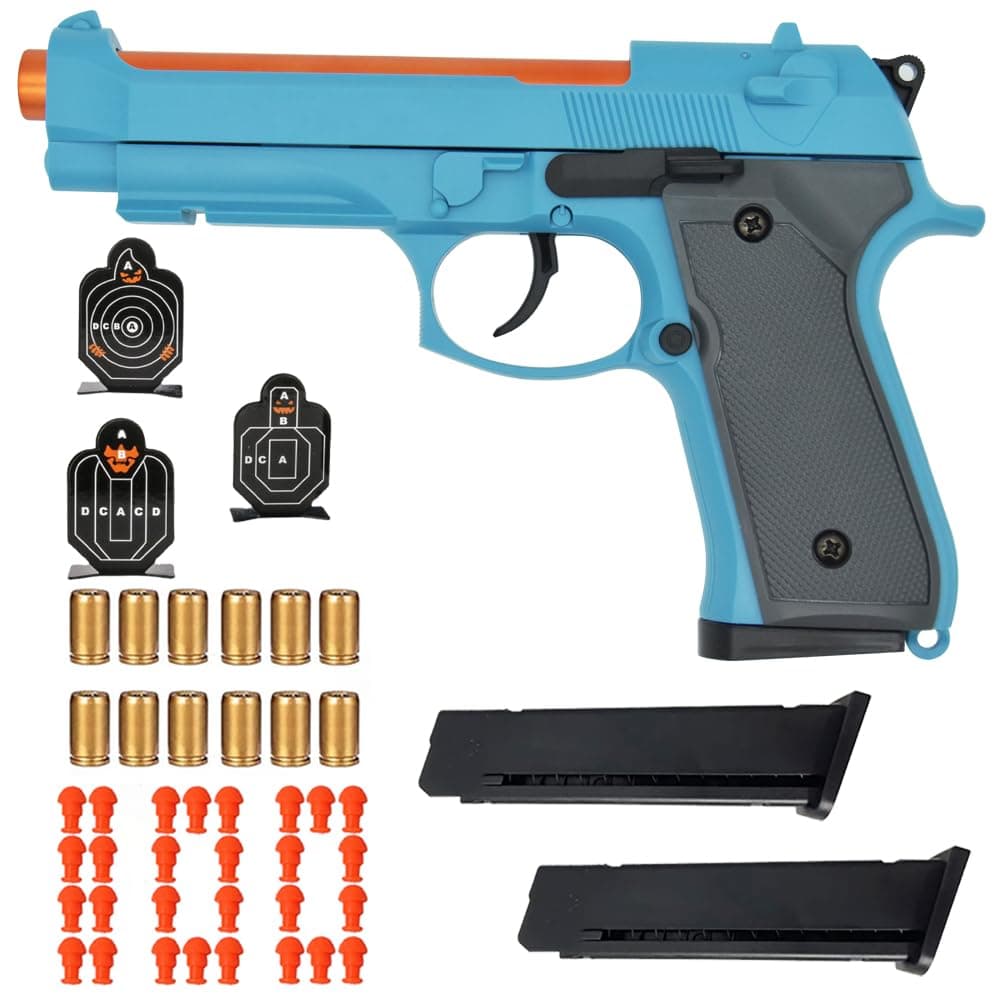 Shell Ejecting Toy Gun, Beretta Model 92 Automatic Pull Back Action Shooting Toy Education Model Toy for Kids Gifts
