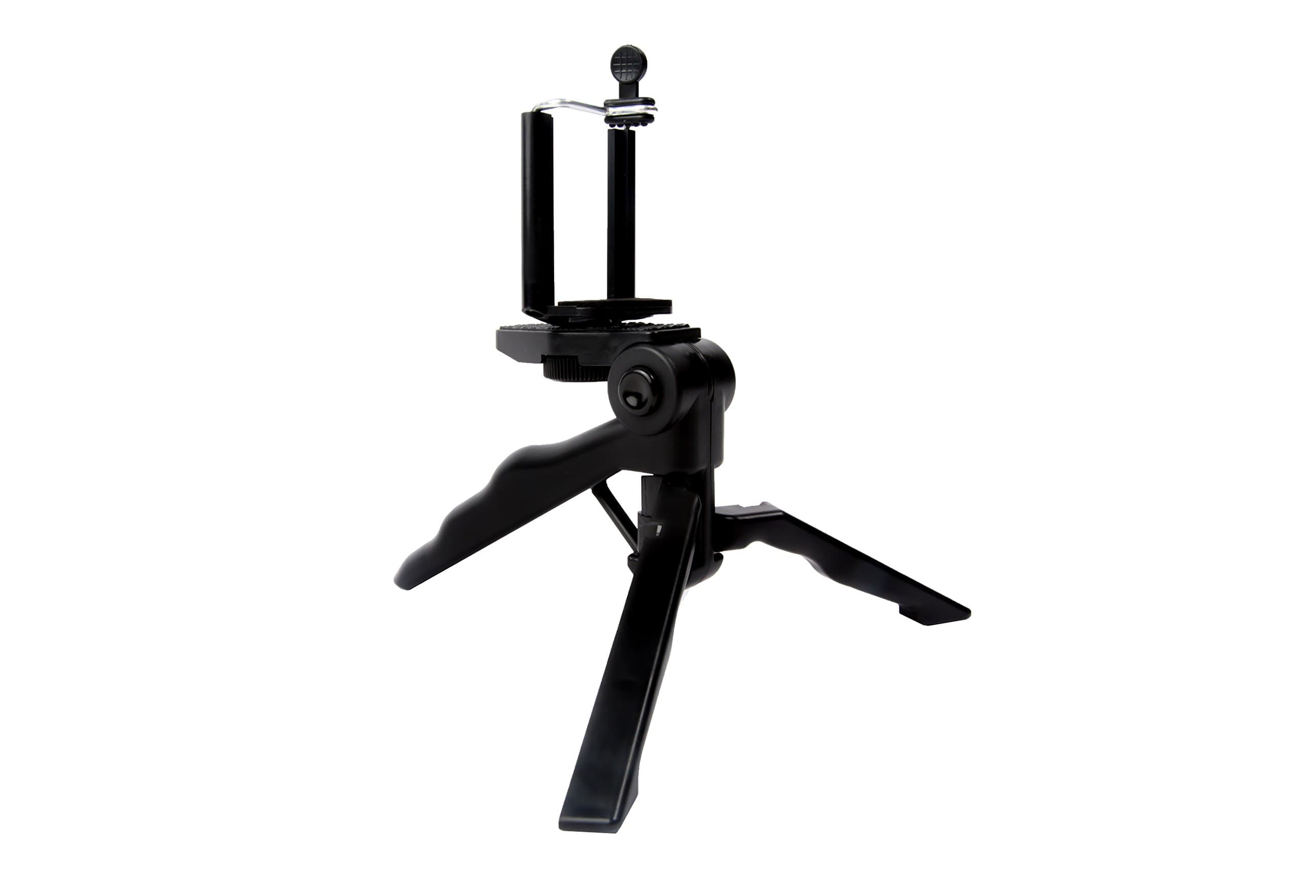 BLACK 2 in 1 Tabletop Tripod & Hand Grip Stabilizer for iPhone, Android, Samsung Galaxy and other Mobile Devices