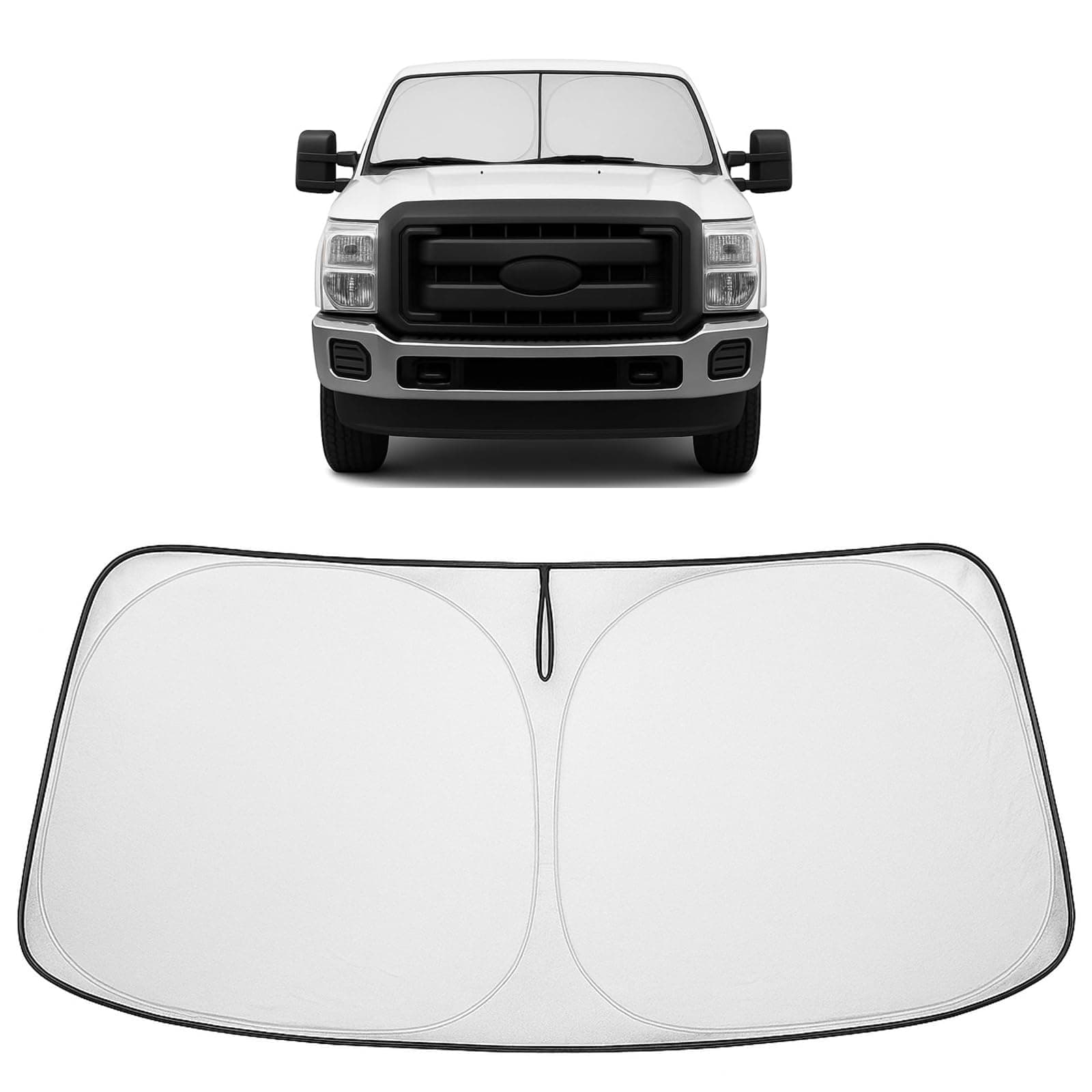Proadsy Front Windshield Sun Shade Foldable Sunshade Protector Custom Fit for 2008-2016 Ford Super Duty F-250 F250 F-350 F350 F-450 F450 F-550 F550 2Door 4Door Pickup Accessories 2024 Upgrade