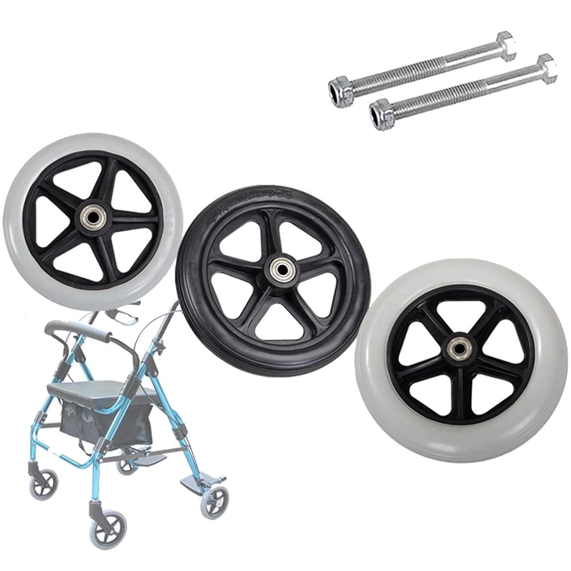 2 PCS Wheelchair Caster Wheel,Solid Tires Front Wheel for Walkers Rollators,Anti-wear&Non-Slip Rubbe Casters,Replacement Standard Wheelchair Accessories