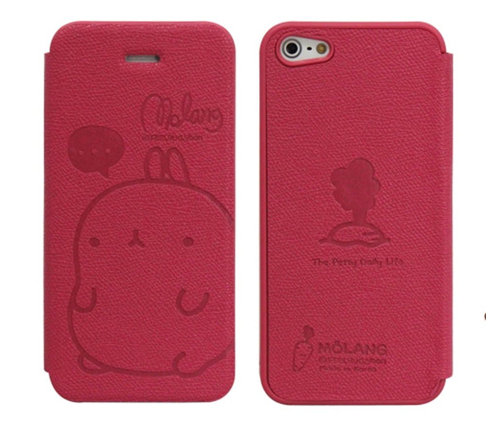 MOLANG Premium Leather Flip Case Cover For Apple iphone 5 5S (HotPink)