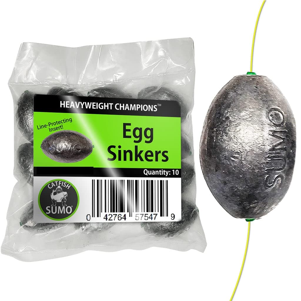 Egg Lead Sinker Weights with Line-Protecting Inserts to Guard Against Damage (1-8oz)