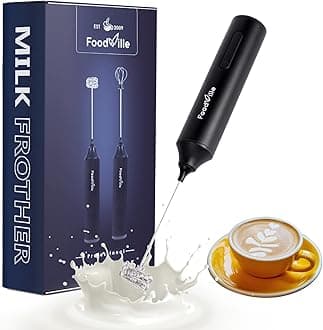 MF05 Rechargeable Milk Frother USB Charging Handheld Foam Maker with Stainless Balloon Whisk for Cappuccino, Latte, Bulletproof Coffee, Keto Diet, Protein Powder, Matcha (Black)